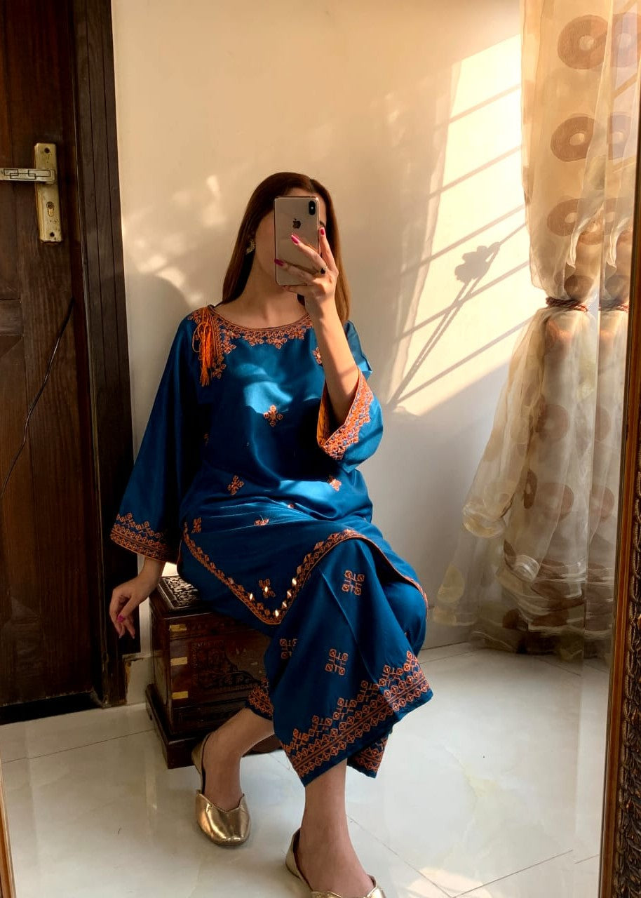 Gulposh Gul Rang (Stitched ) Teal Women 2pcs