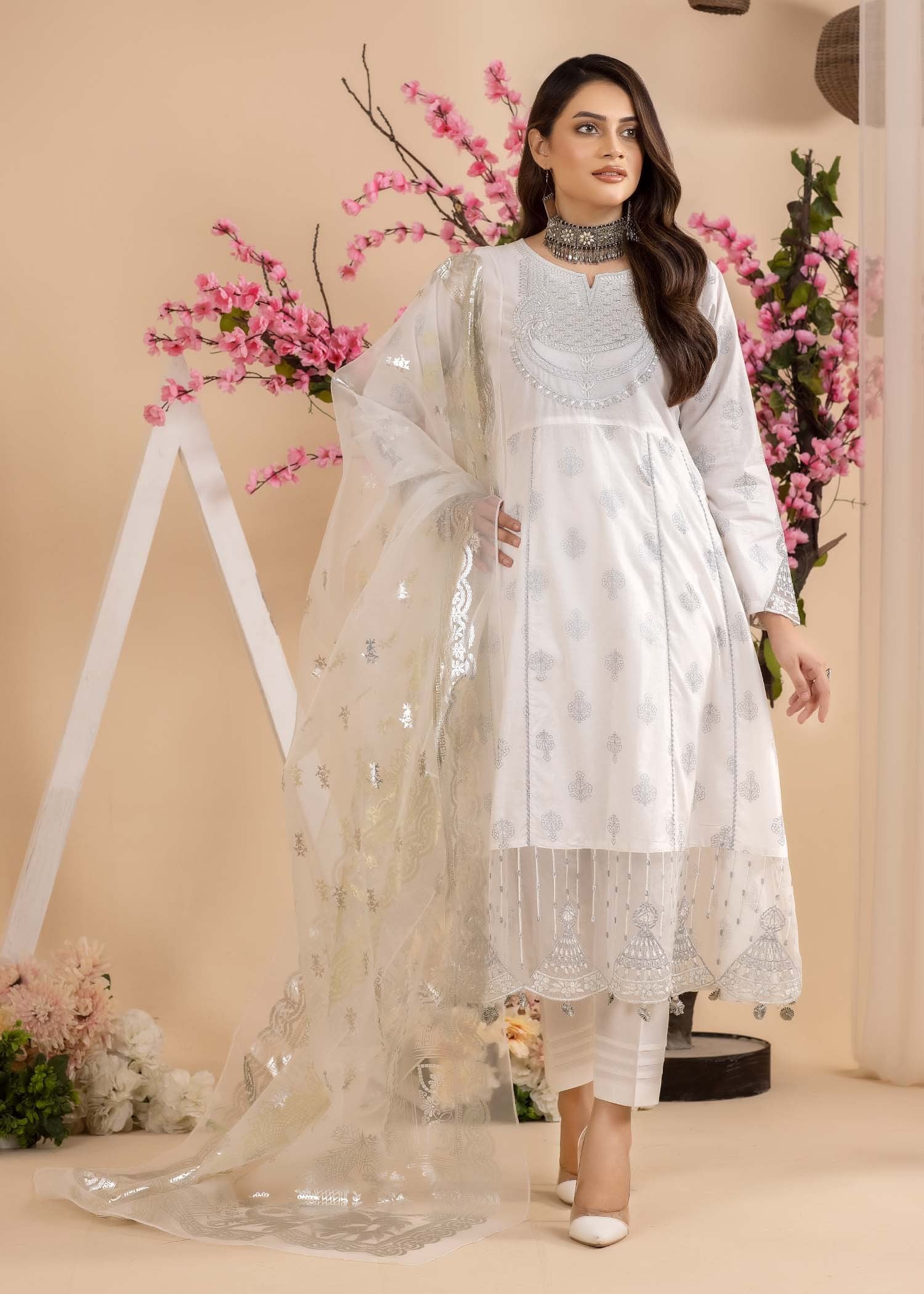 Madame Embdroidered Frock Suit 2633 Women 3pcs