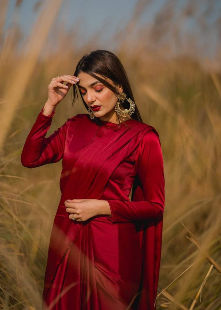 Anabiya dastoor anchal cherry red Women 2pcs