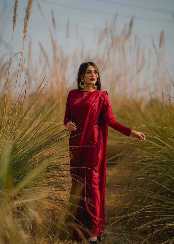 Anabiya dastoor anchal cherry red Women 2pcs