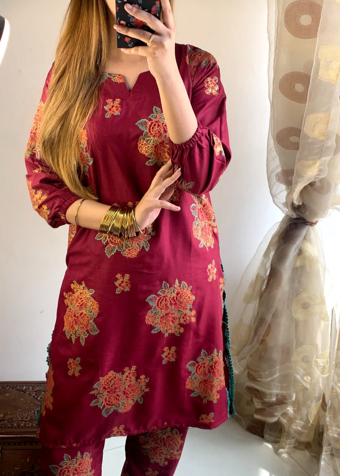 Gulposh Ghulab (Stitched ) Mehroon Women 2pcs