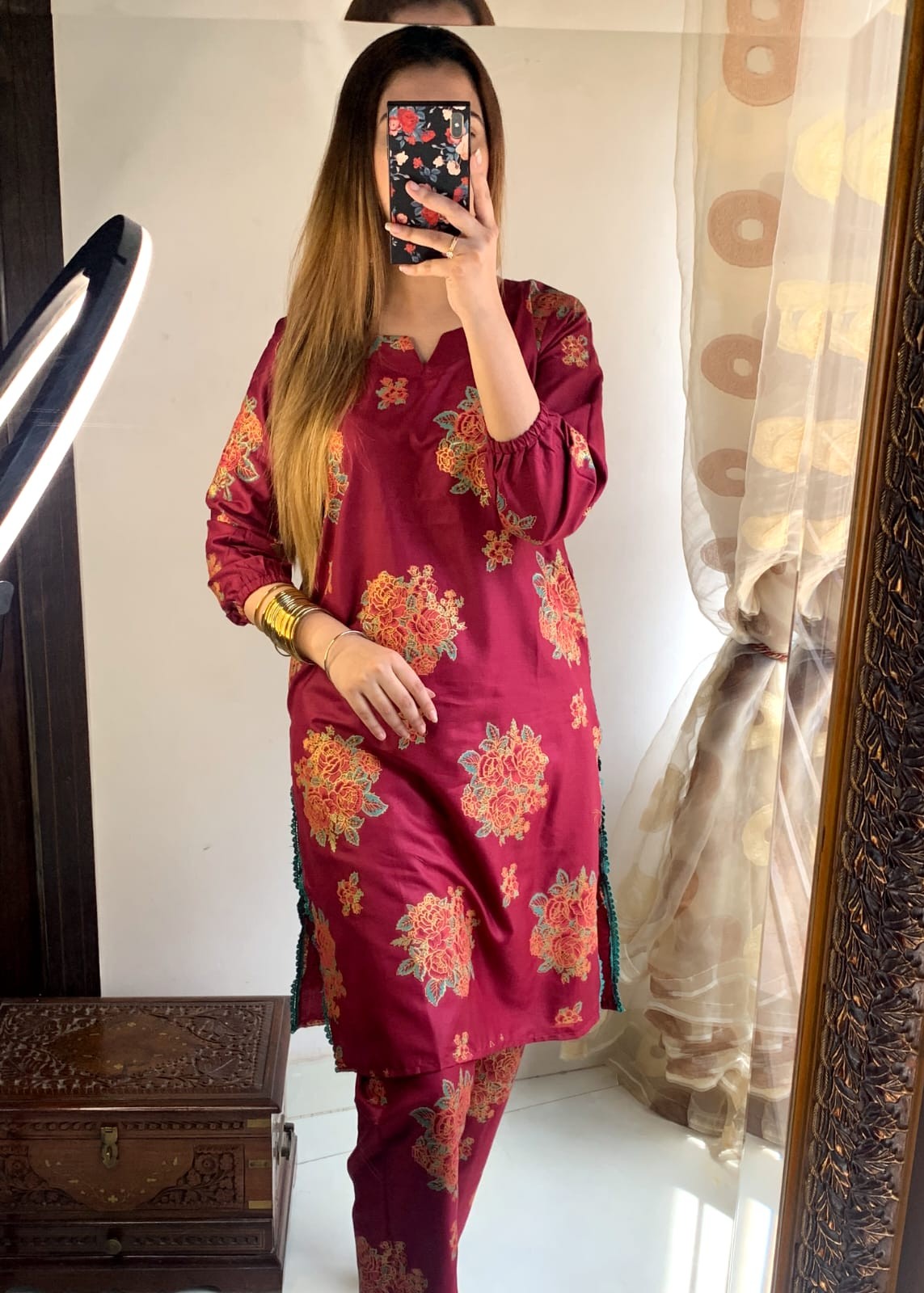 Gulposh Ghulab (Stitched ) Mehroon Women 2pcs