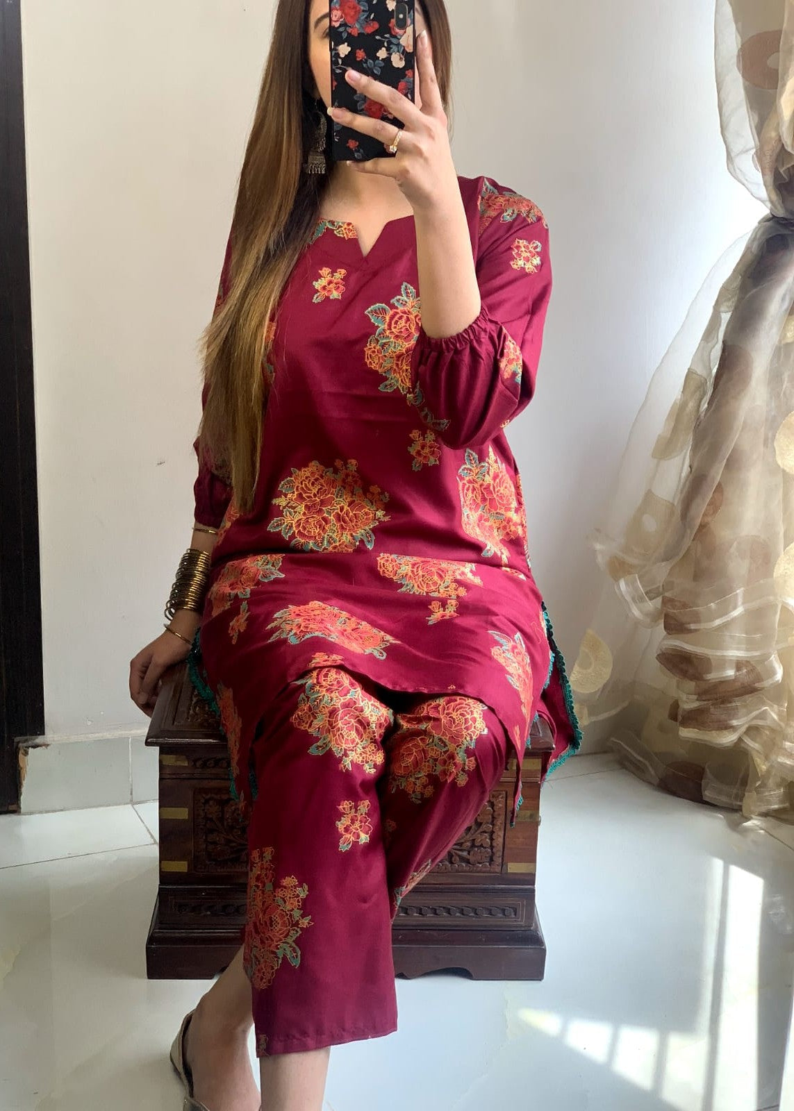 Gulposh Ghulab (Stitched ) Mehroon Women 2pcs