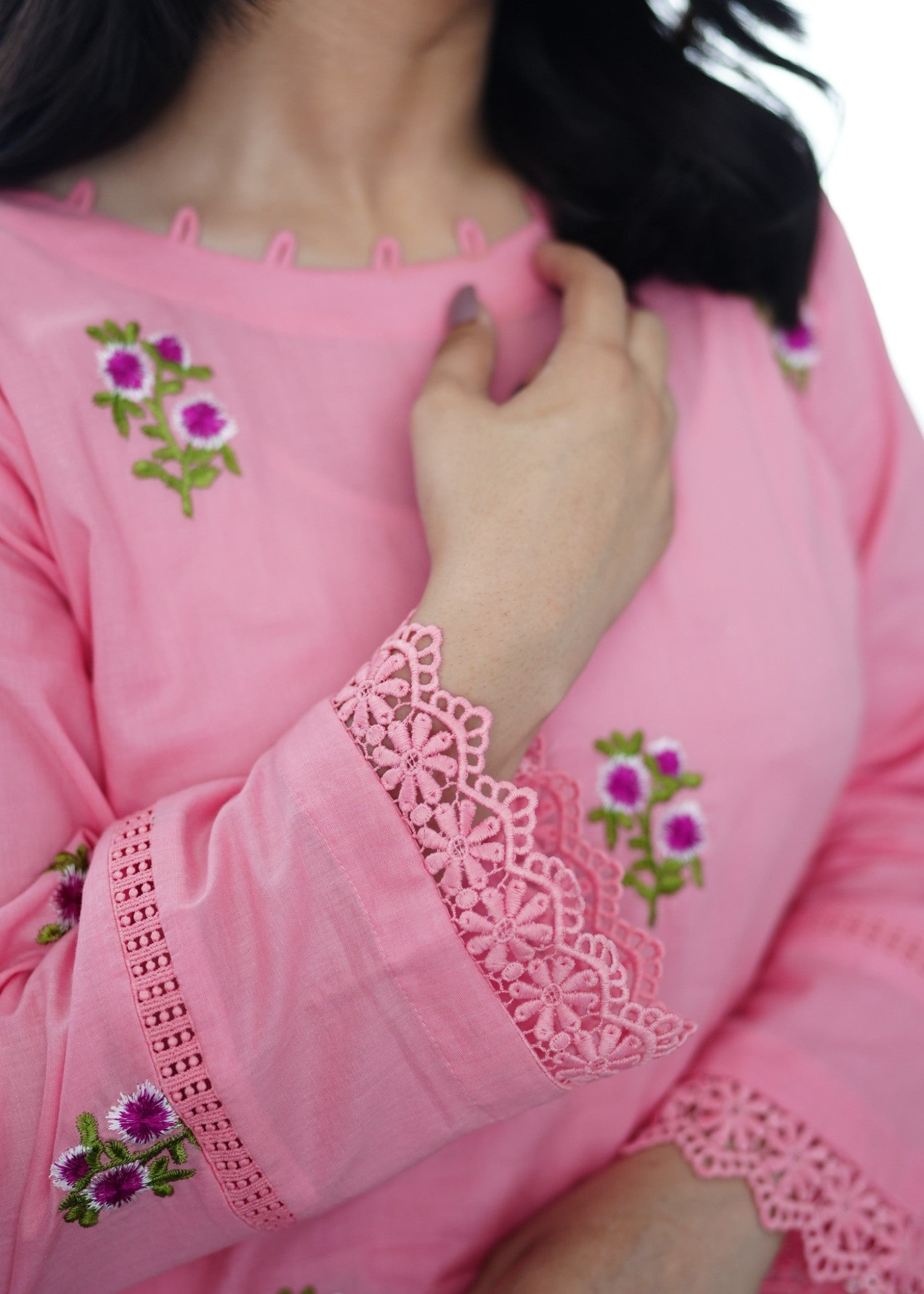 Present Clothing Embroidered Pink Women 3pcs