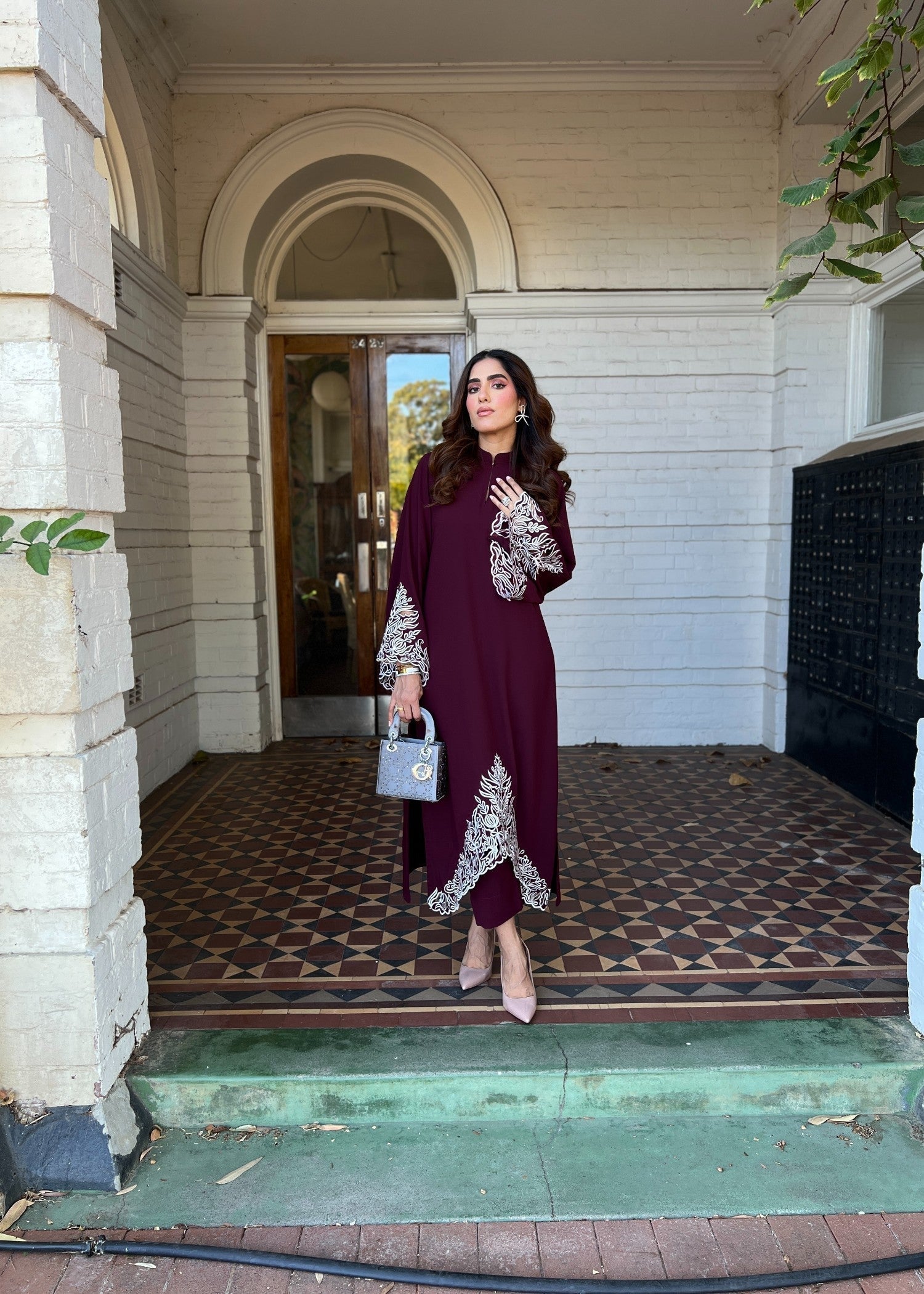 Manahils Burgundy Embroidered two pc Women 2pcs