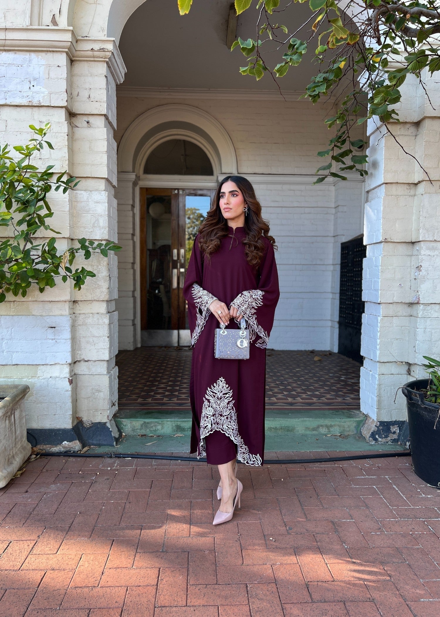 Manahils Burgundy Embroidered two pc Women 2pcs