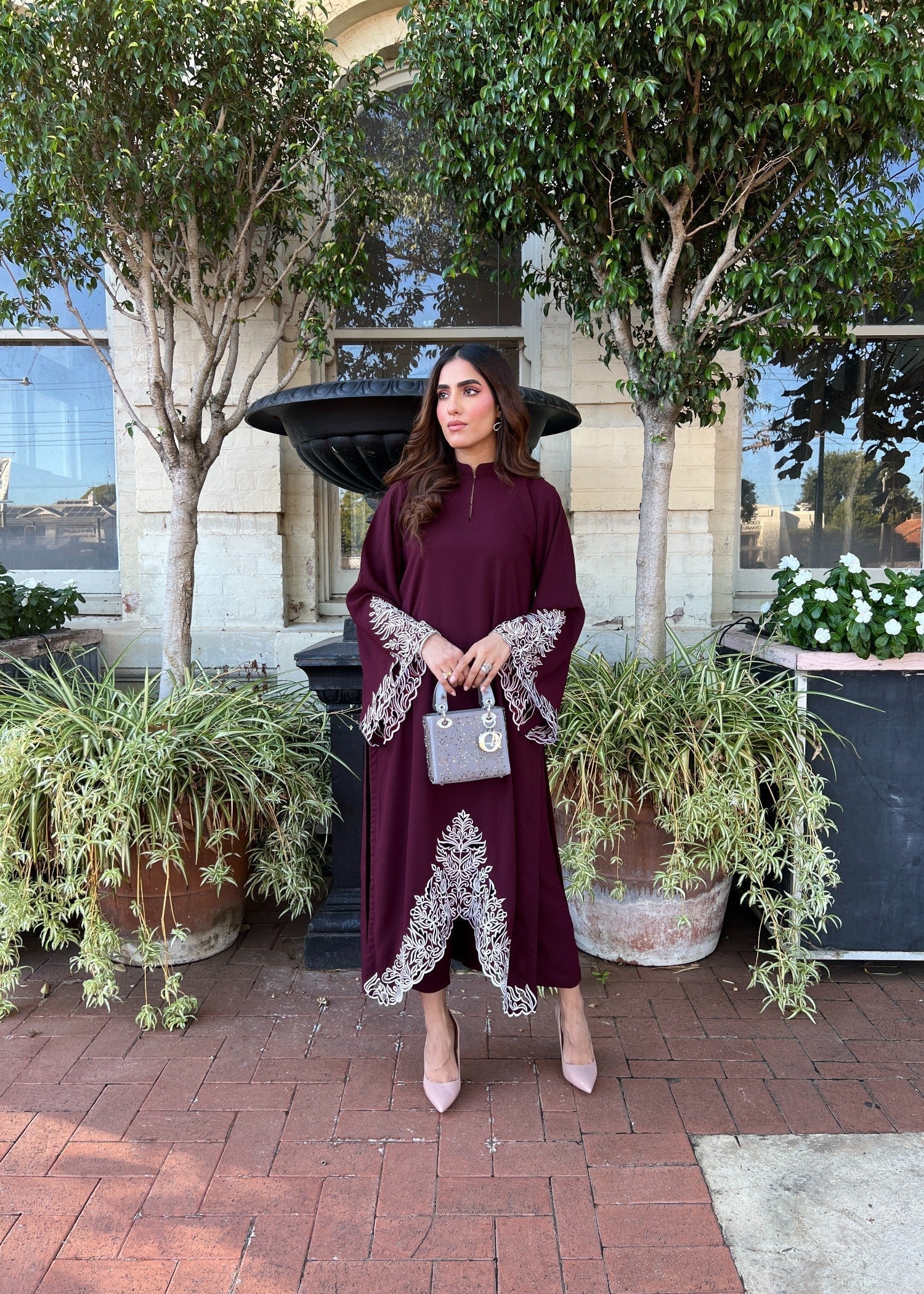 Manahils Burgundy Embroidered two pc Women 2pcs