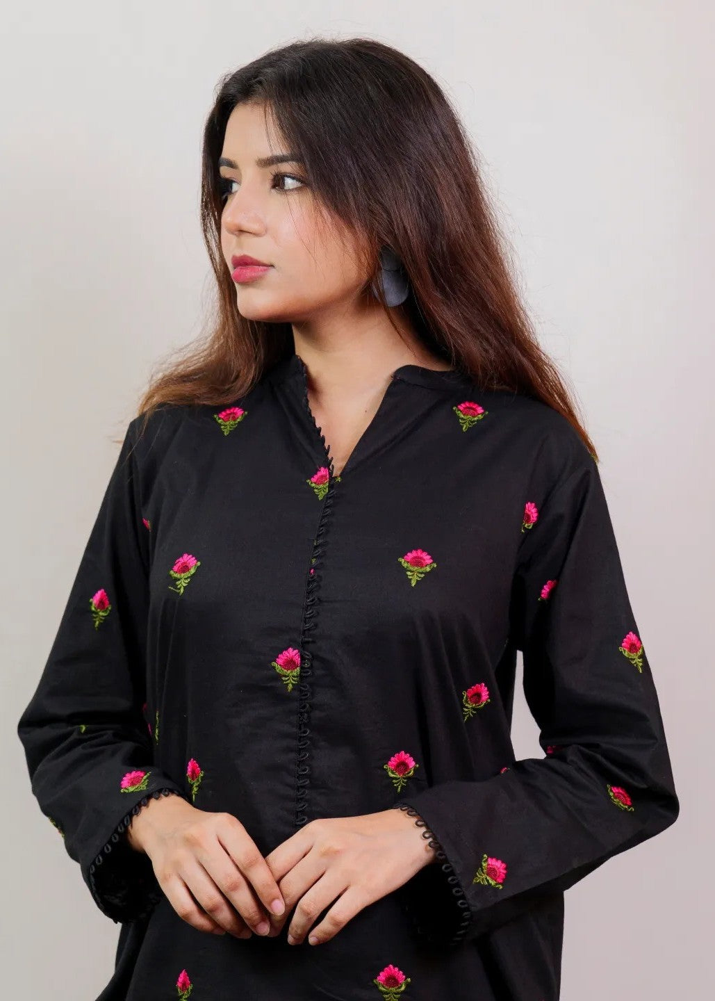 Present Clothing Embroidered Black Women 2pcs