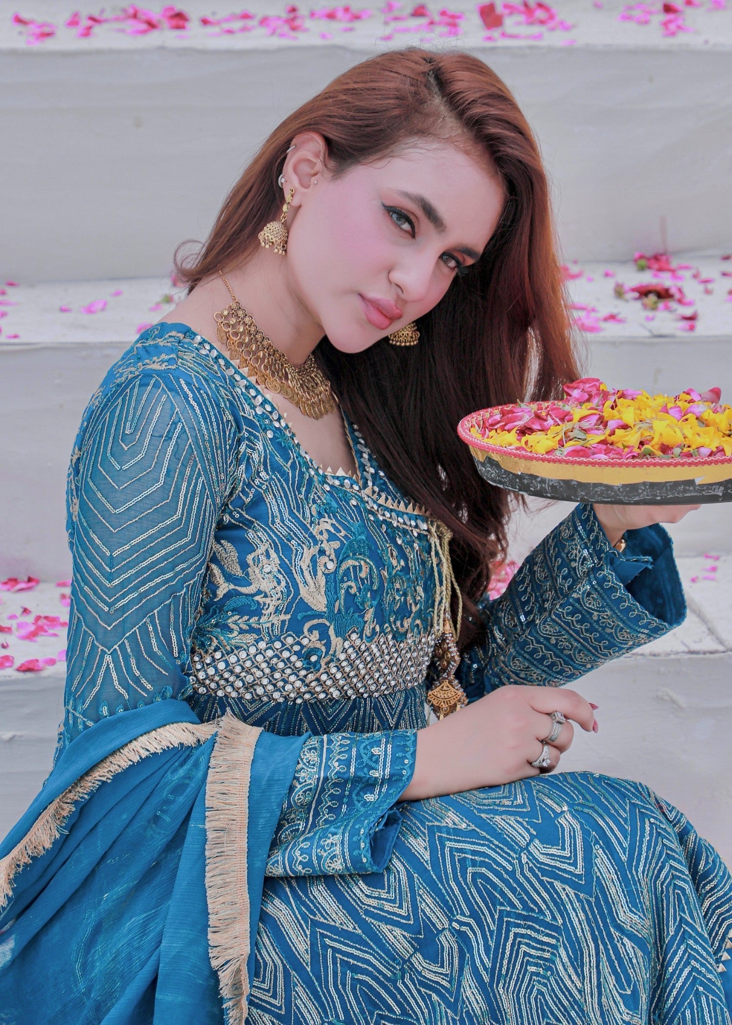 Mona Embroidery AQUAMARINE ZINC BLUE Women 3pcs