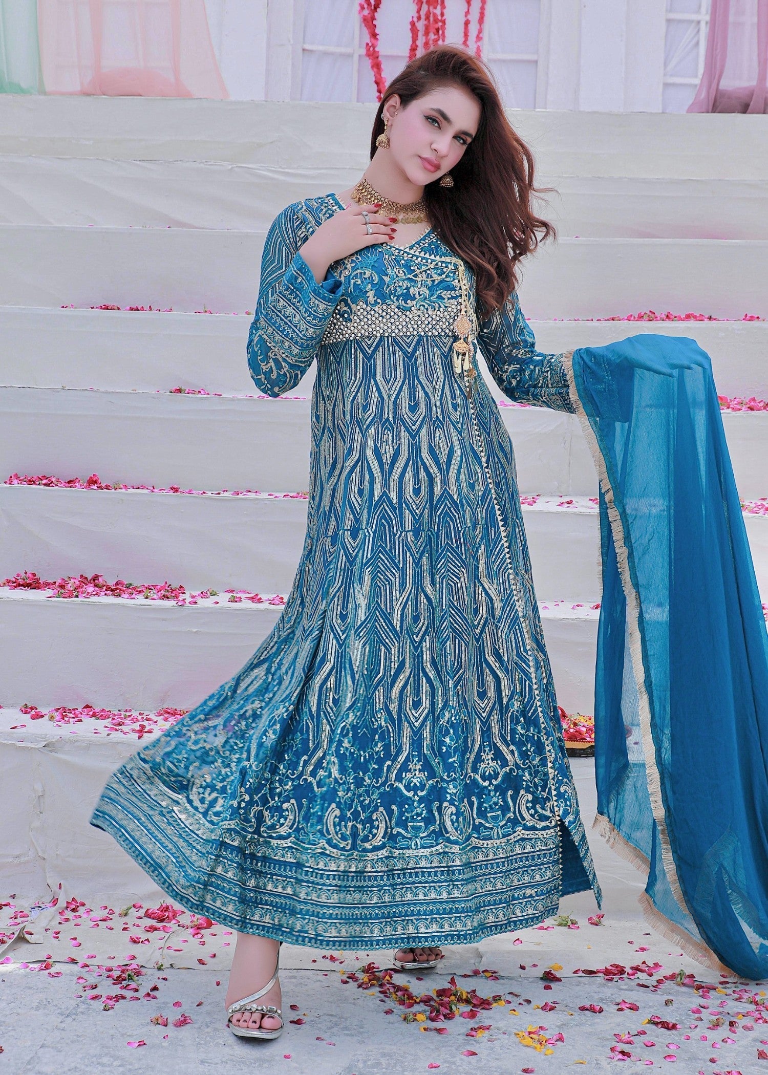 Mona Embroidery AQUAMARINE ZINC BLUE Women 3pcs