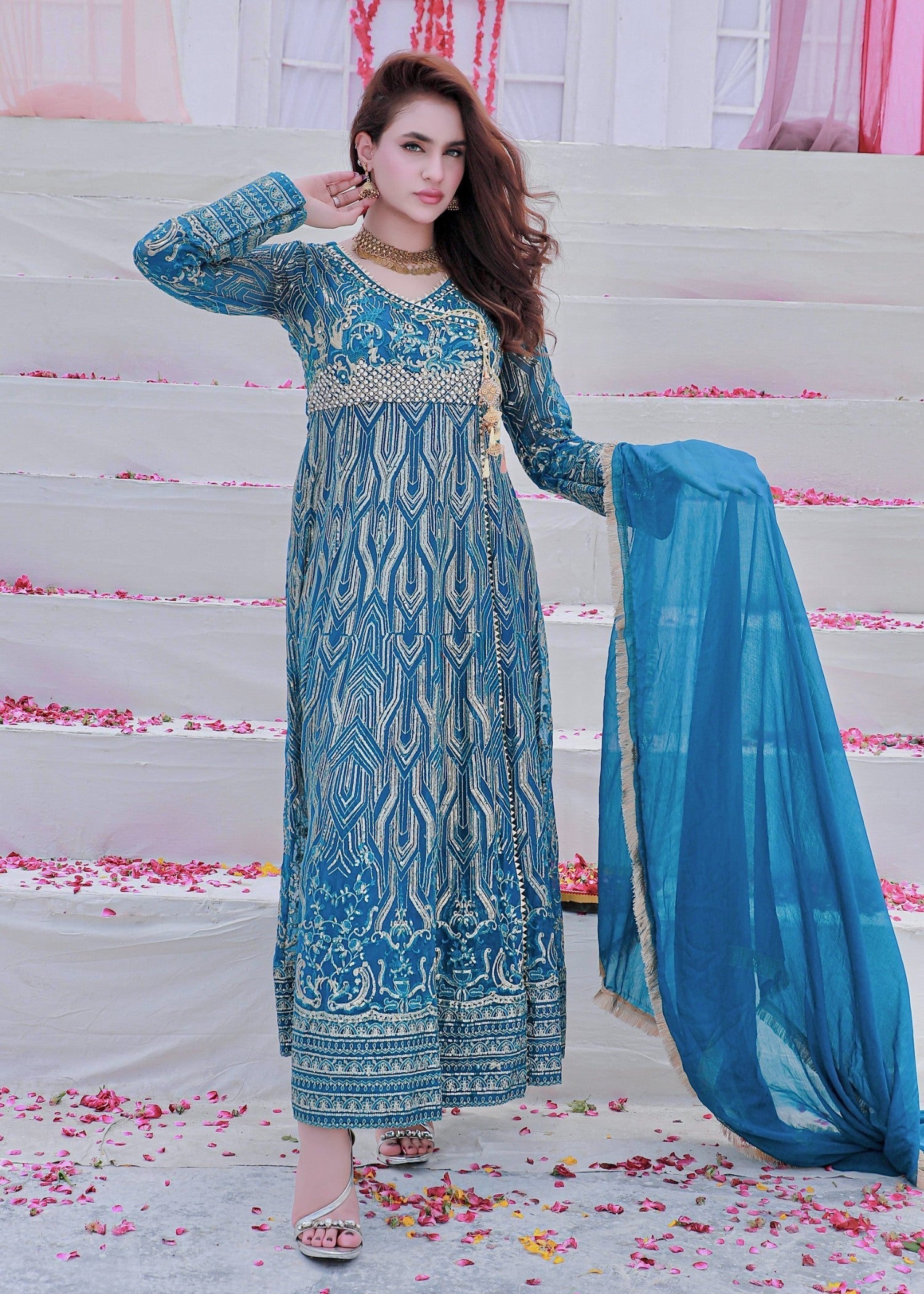 Mona Embroidery AQUAMARINE ZINC BLUE Women 3pcs