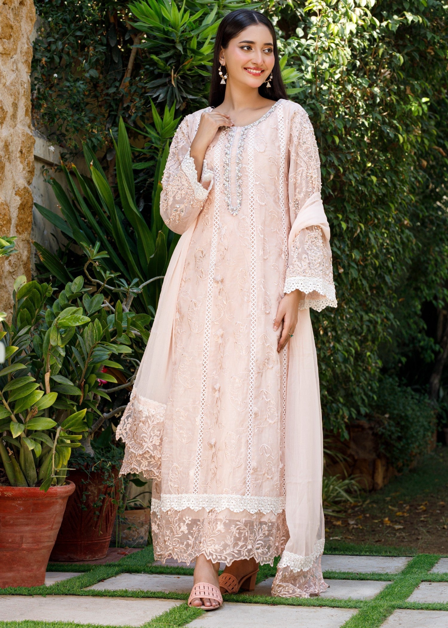 Mona Embroidery Nocturne Bliss peach Women 3pcs