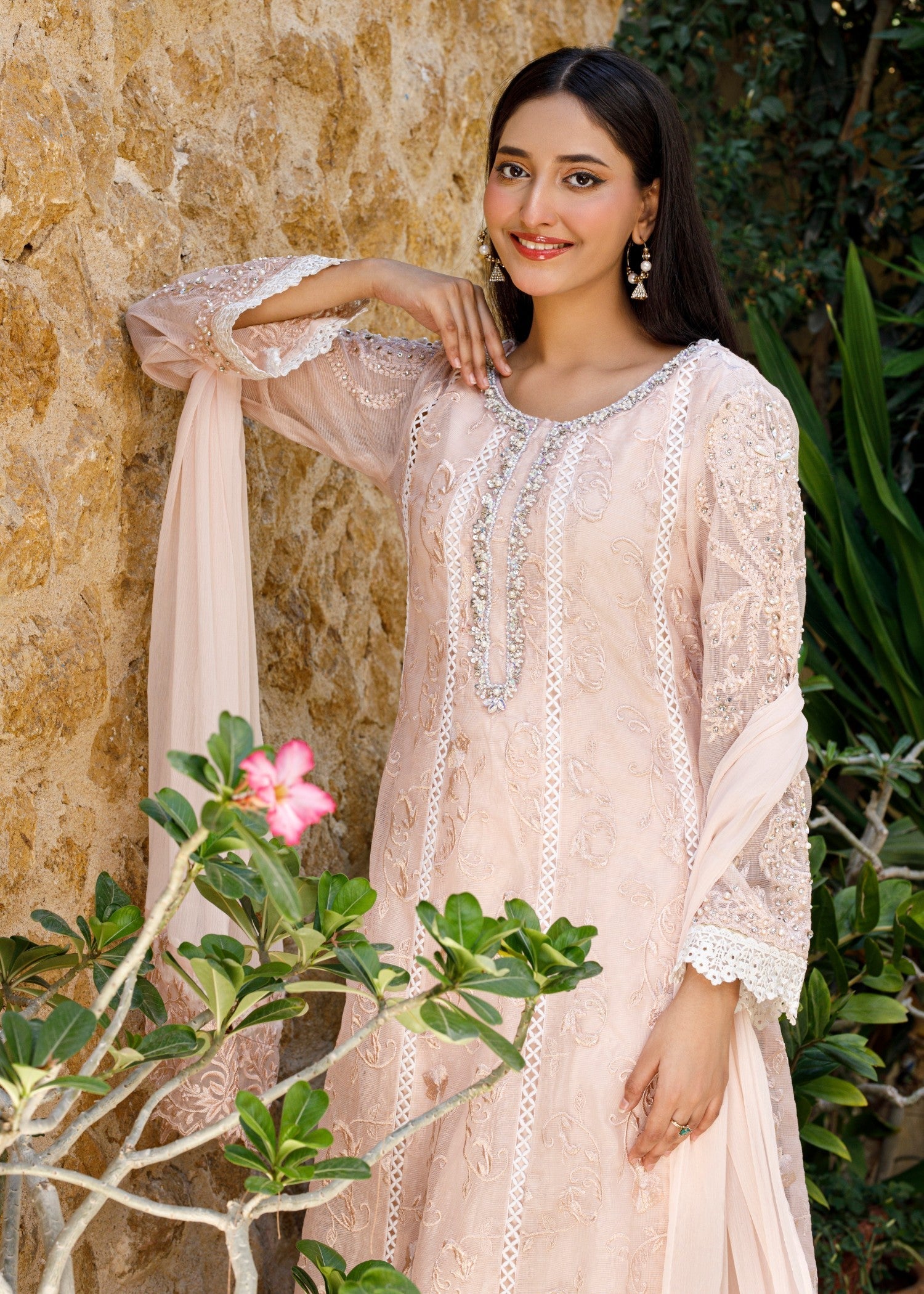 Mona Embroidery Nocturne Bliss peach Women 3pcs