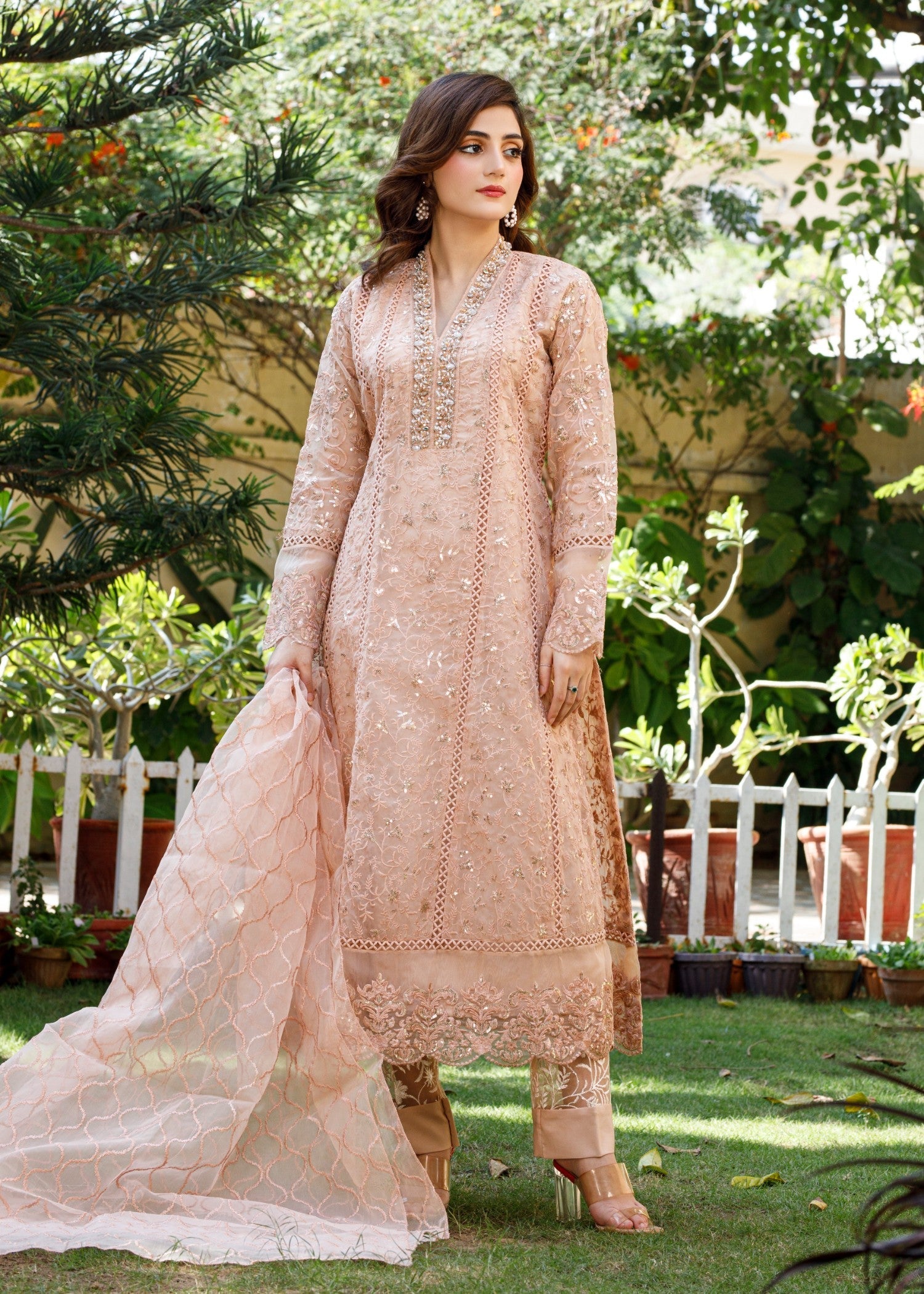 Mona Embroidery Pearl Symphony peach Women 3pcs