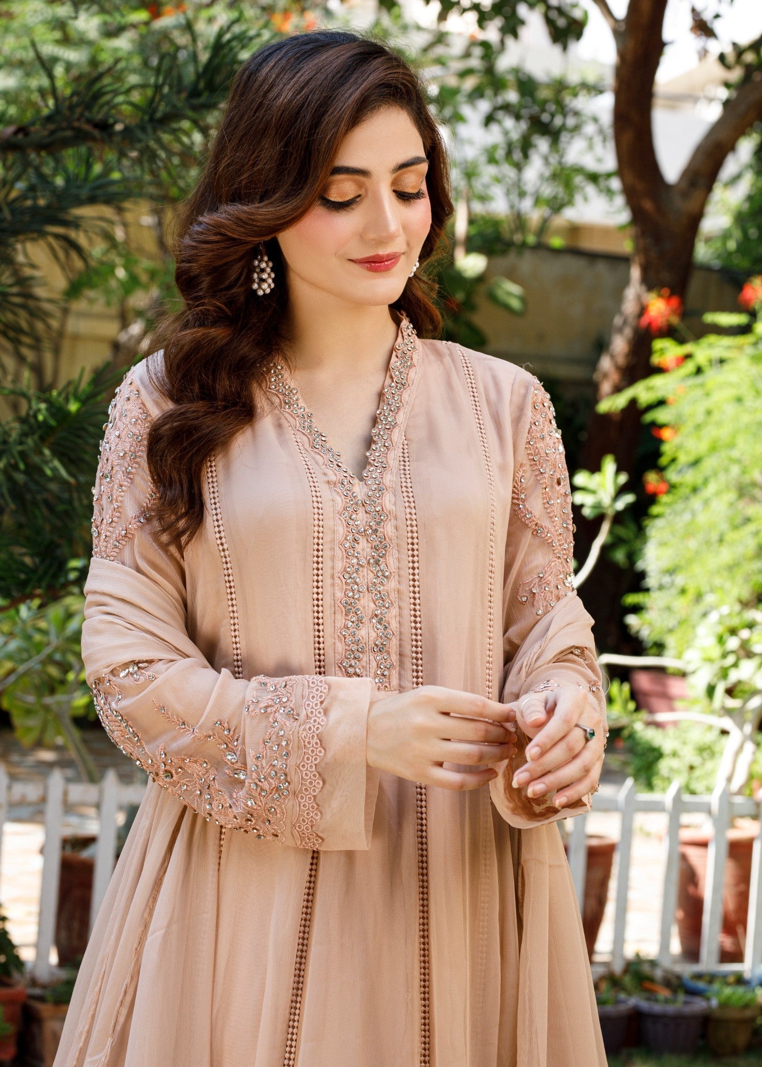 Mona Embroidery Gleam Aura peach Women 3pcs