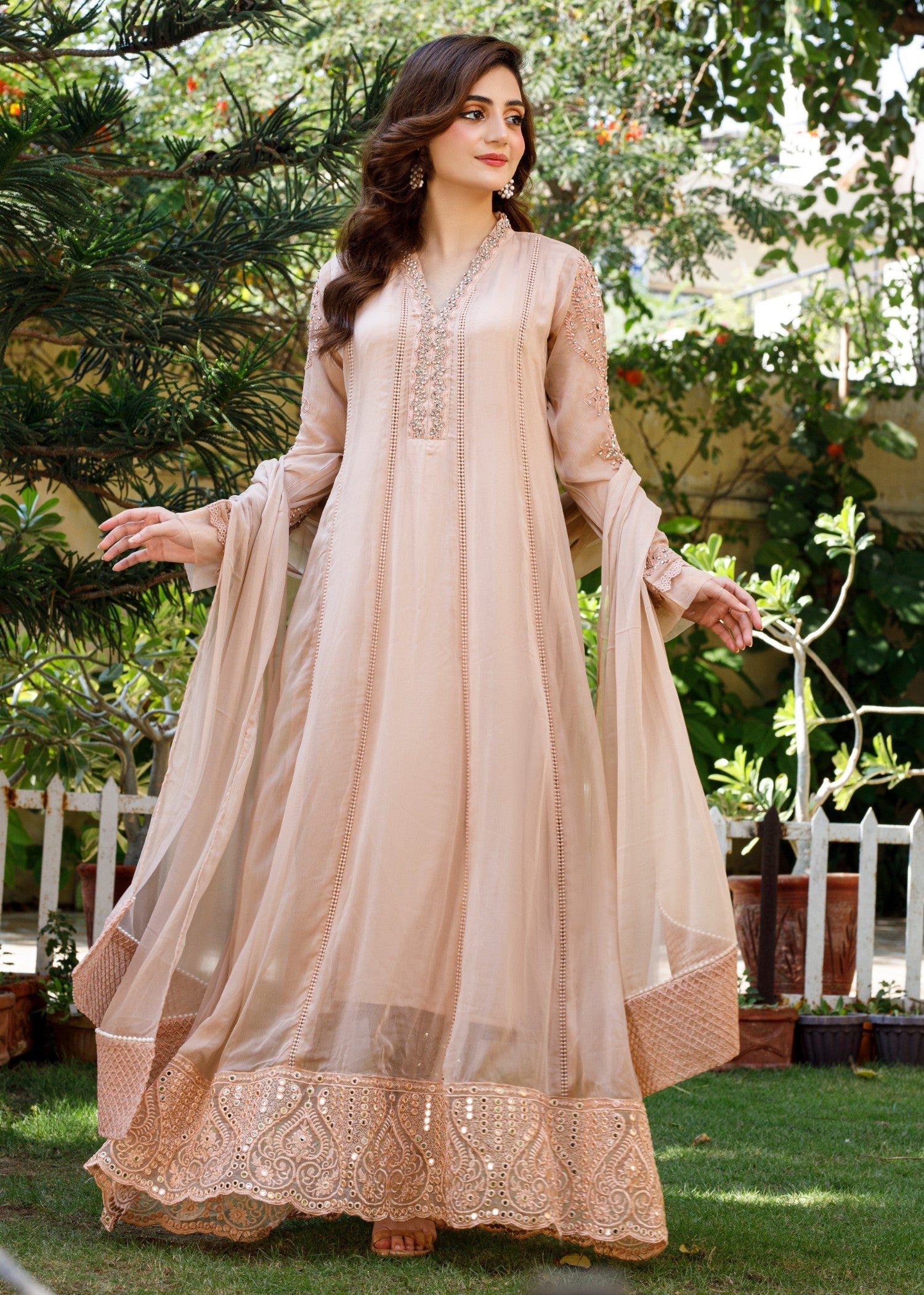 Mona Embroidery Gleam Aura peach Women 3pcs