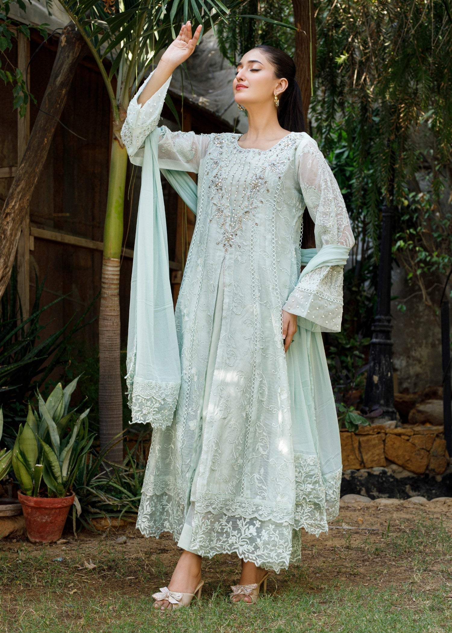 Mona Embroidery Serenade Blossom mint green Women 3pcs