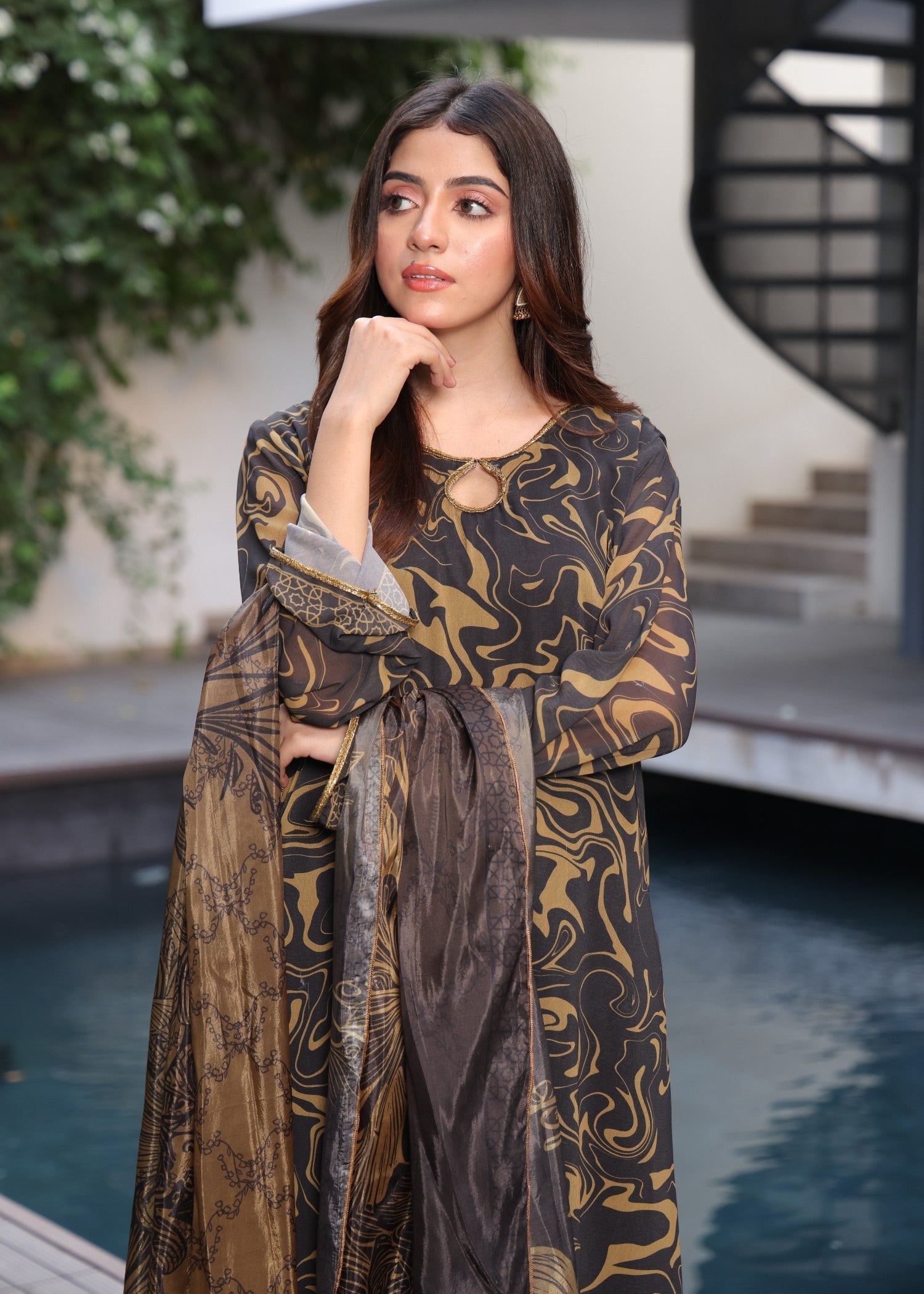 Nazmina Dazzling Bodycon Dress Women 2pcs