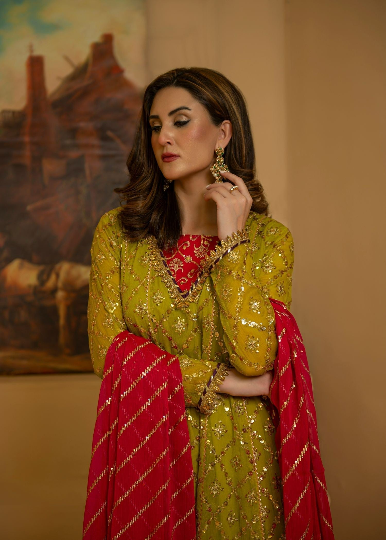 Ayesha Closet Zarqa Lime Green Women 3pcs