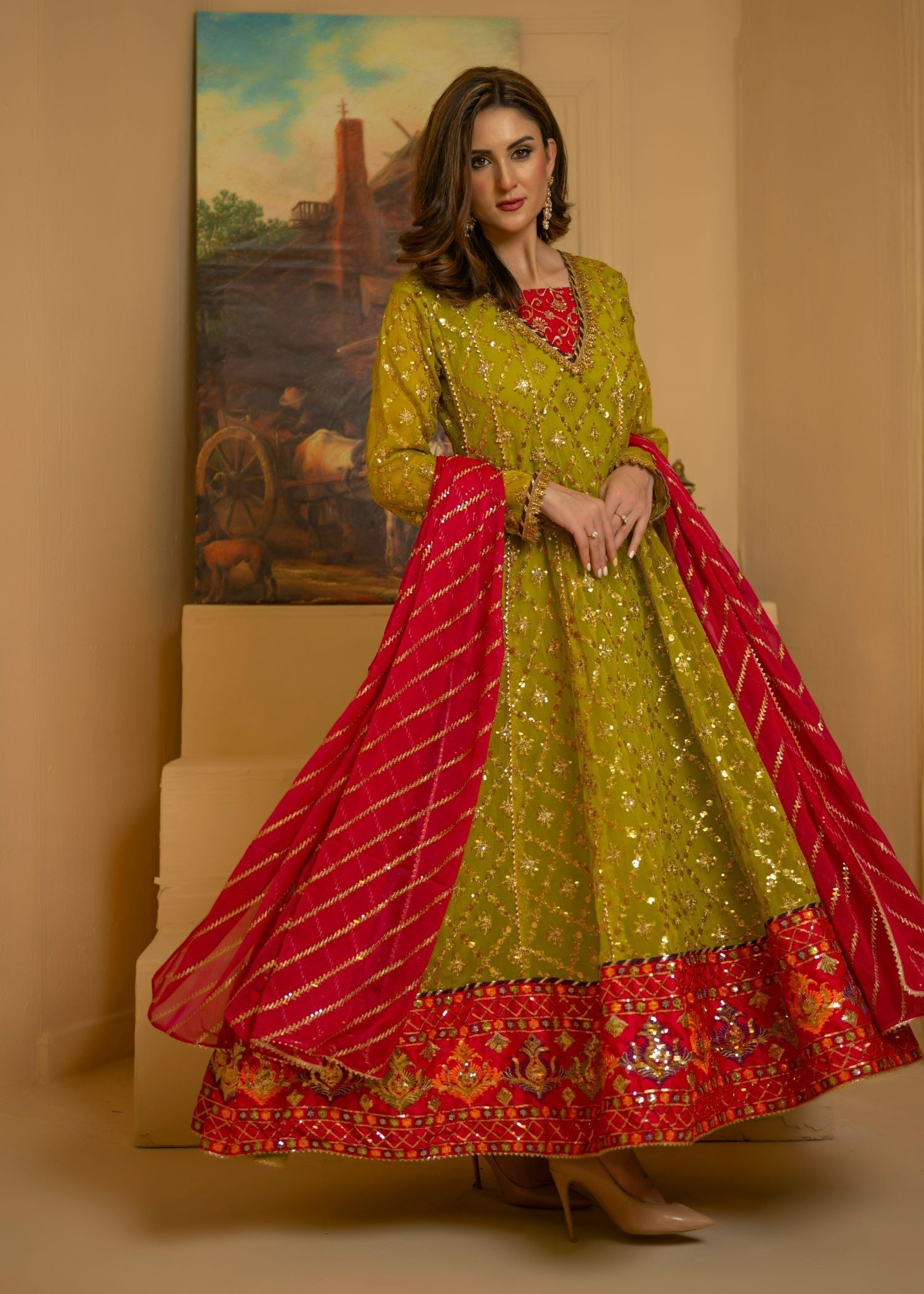 Ayesha Closet Zarqa Lime Green Women 3pcs