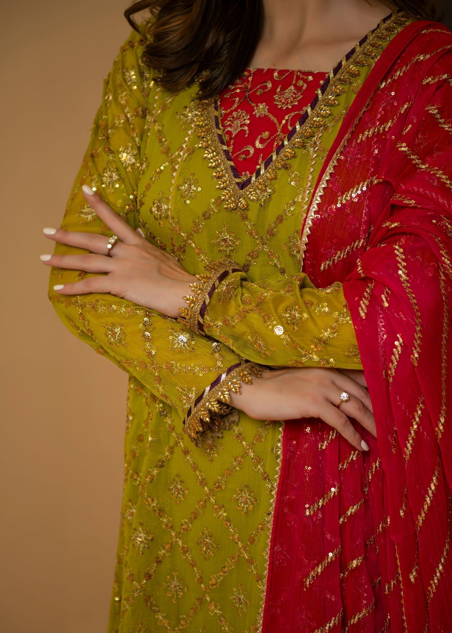 Ayesha Closet Zarqa Lime Green Women 3pcs