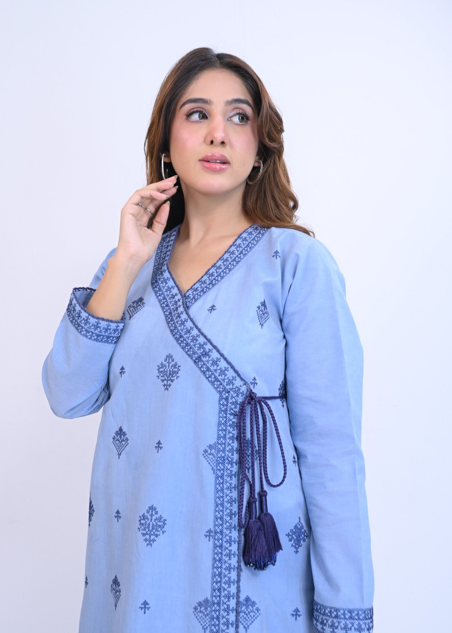 AYLA STUDIO Solid Embroidered Co=ord set EAE210105 Samaa Women 2pcs