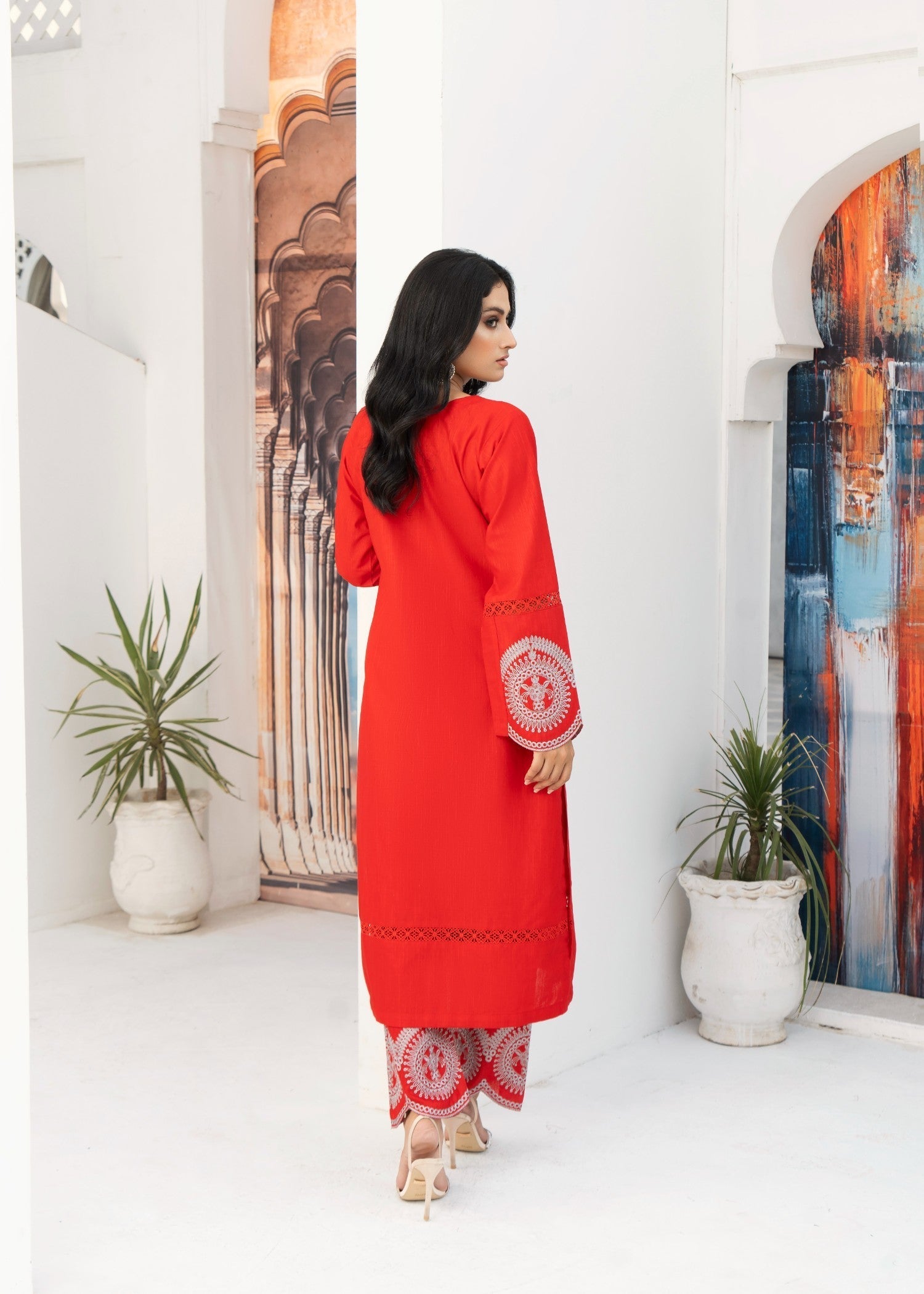 Kalamkari Khaddar Embroidered Kurta Set Women 2pcs