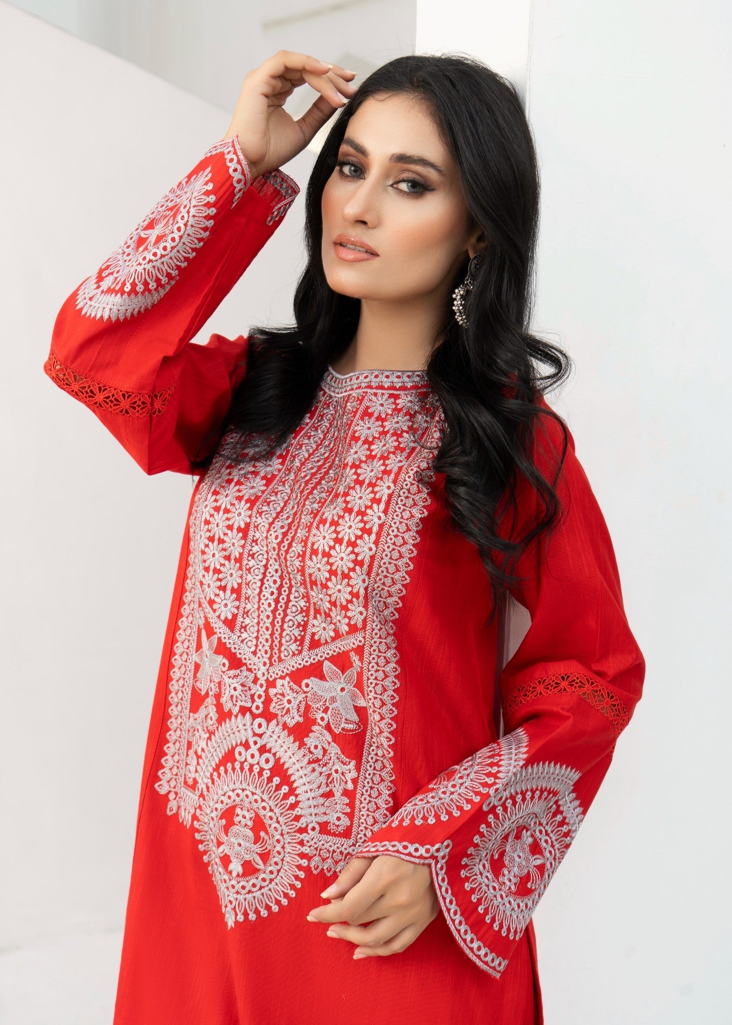 Kalamkari Khaddar Embroidered Kurta Set Women 2pcs