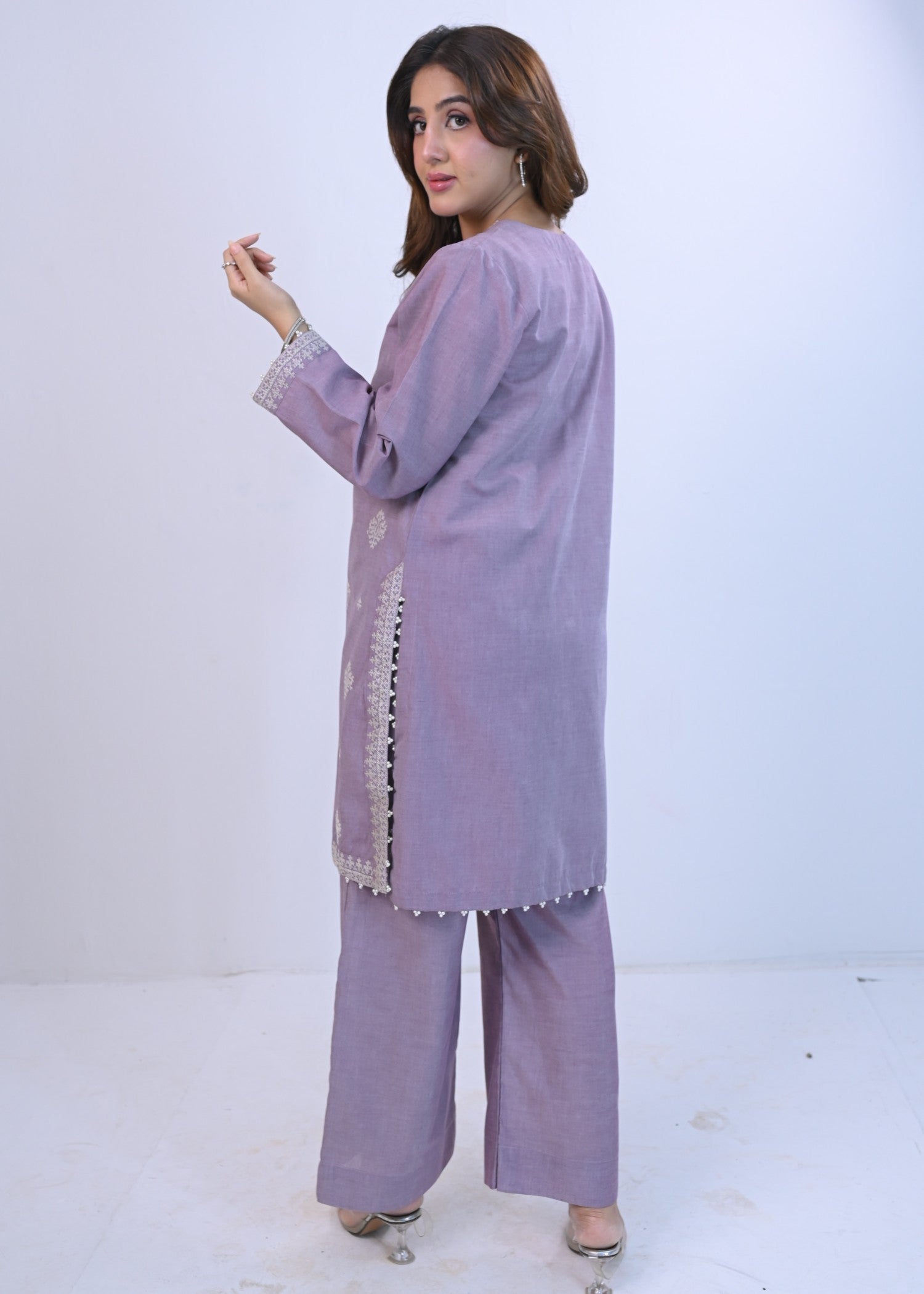 AYLA STUDIO Solid Embroidered Co ord set EAE210105a Tamanna Women 2pcs