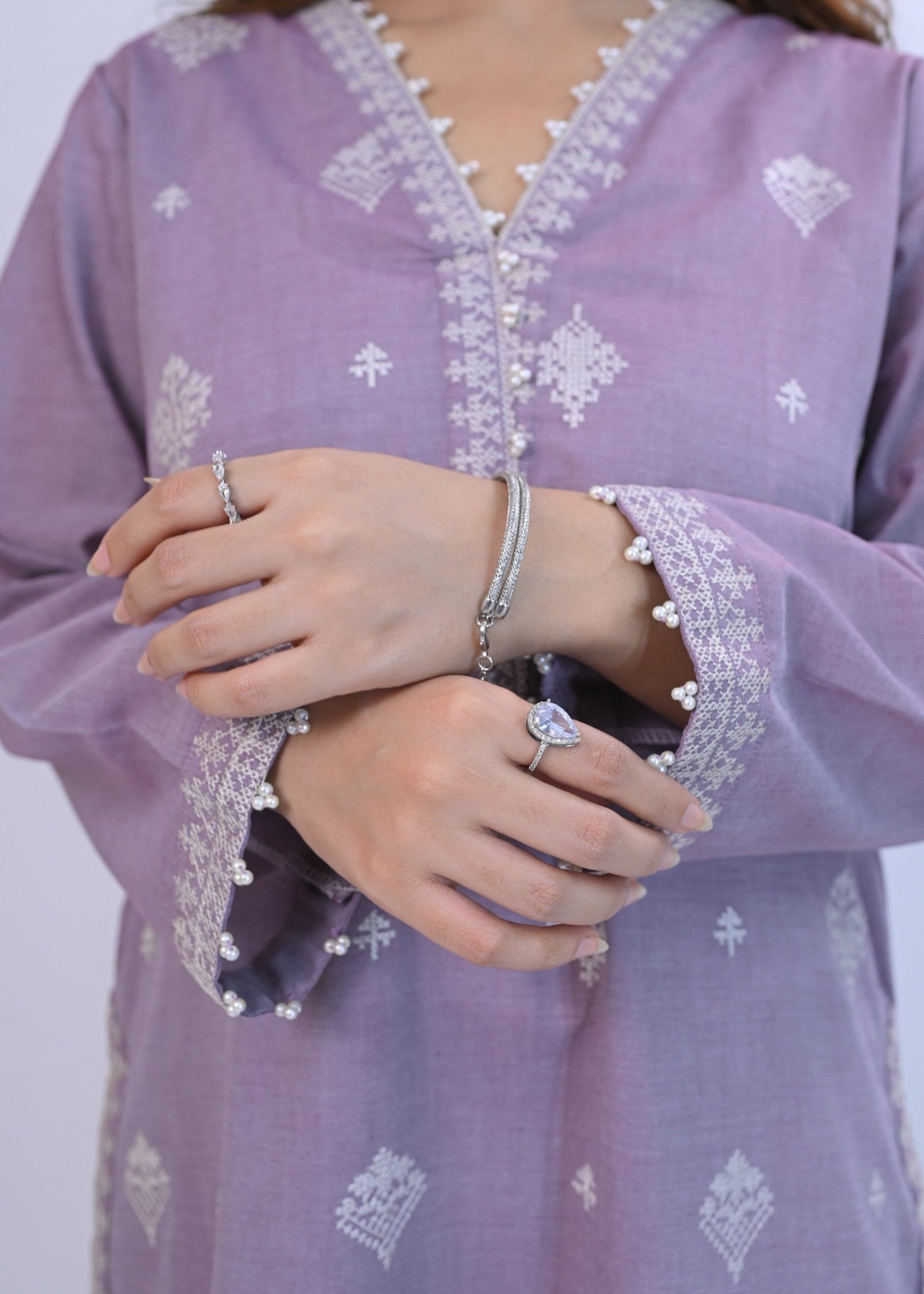 AYLA STUDIO Solid Embroidered Co ord set EAE210105a Tamanna Women 2pcs