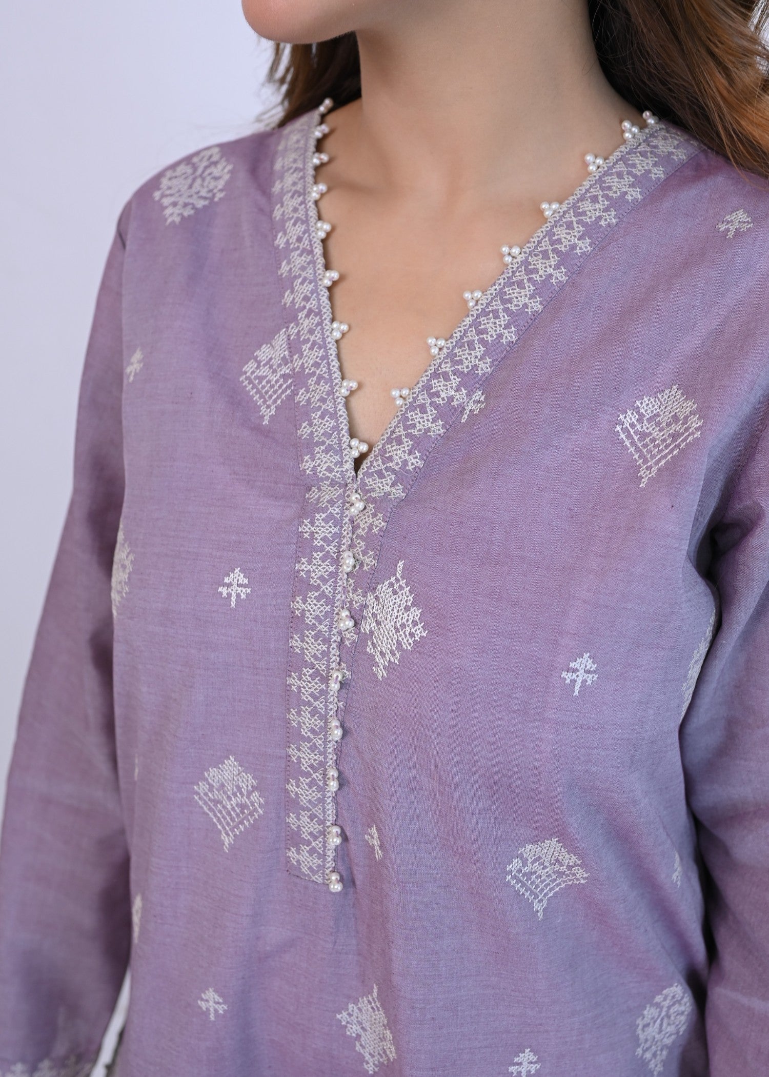 AYLA STUDIO Solid Embroidered Co ord set EAE210105a Tamanna Women 2pcs