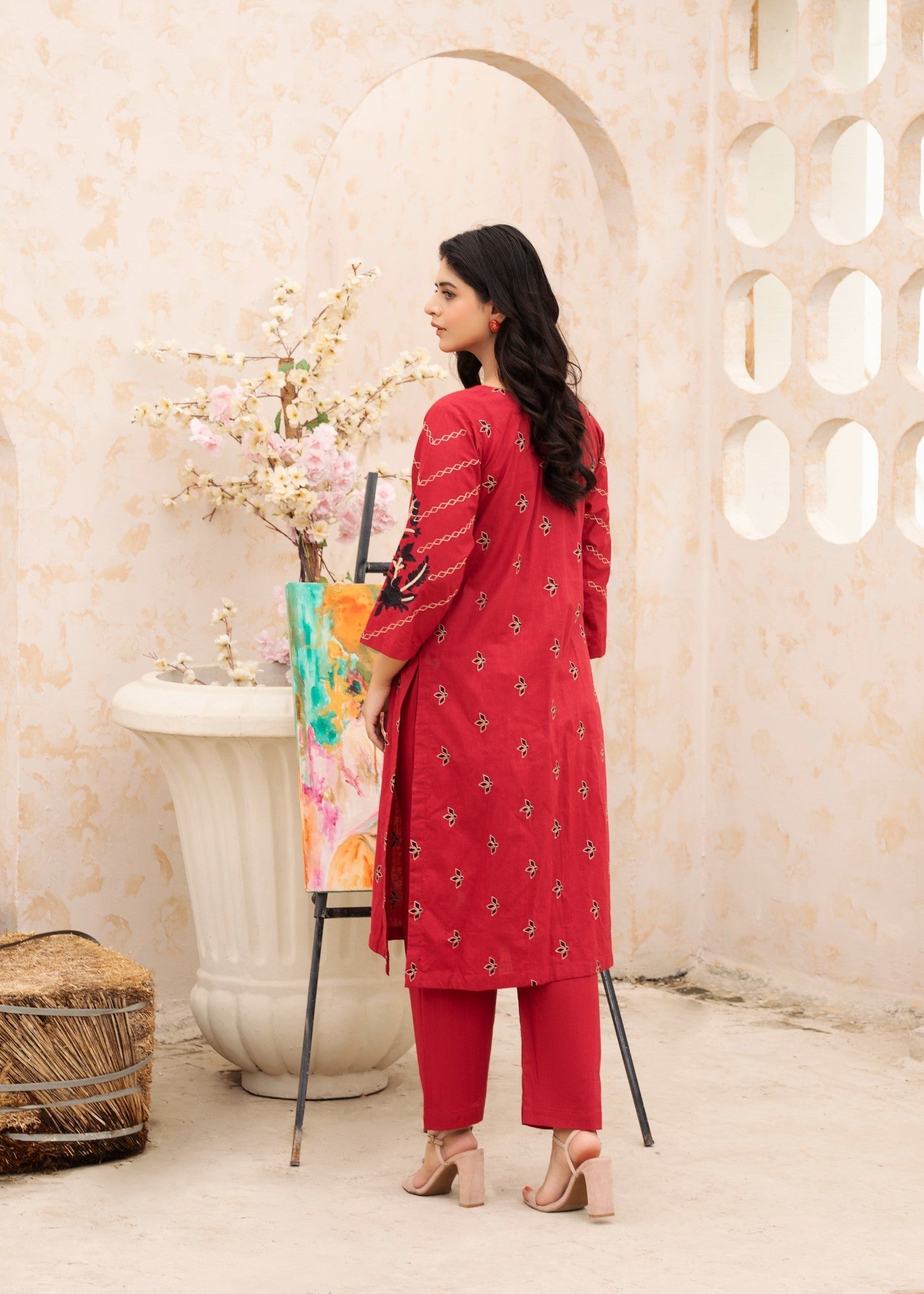 Kalamkari Embroidered Lawn Kurta set Women 2pcs