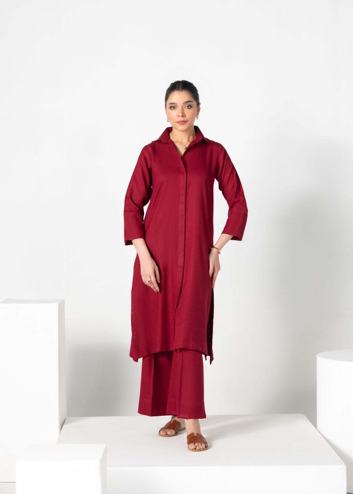 Divinely Crafted Women's Cord Sets Warm Embrace Crimson Whisper Red Lea Fall Women 2pcs