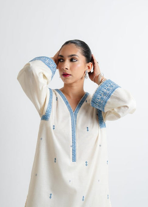 The Turkish Wear Grace Off White Embroidered Kurta Set Women 2pcs