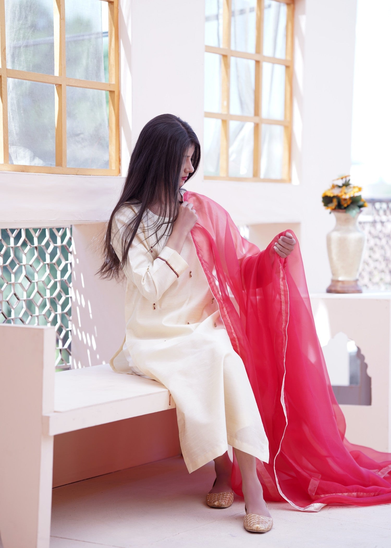 Aaraasta By Smh Ivory Silk Attire Women 3pcs