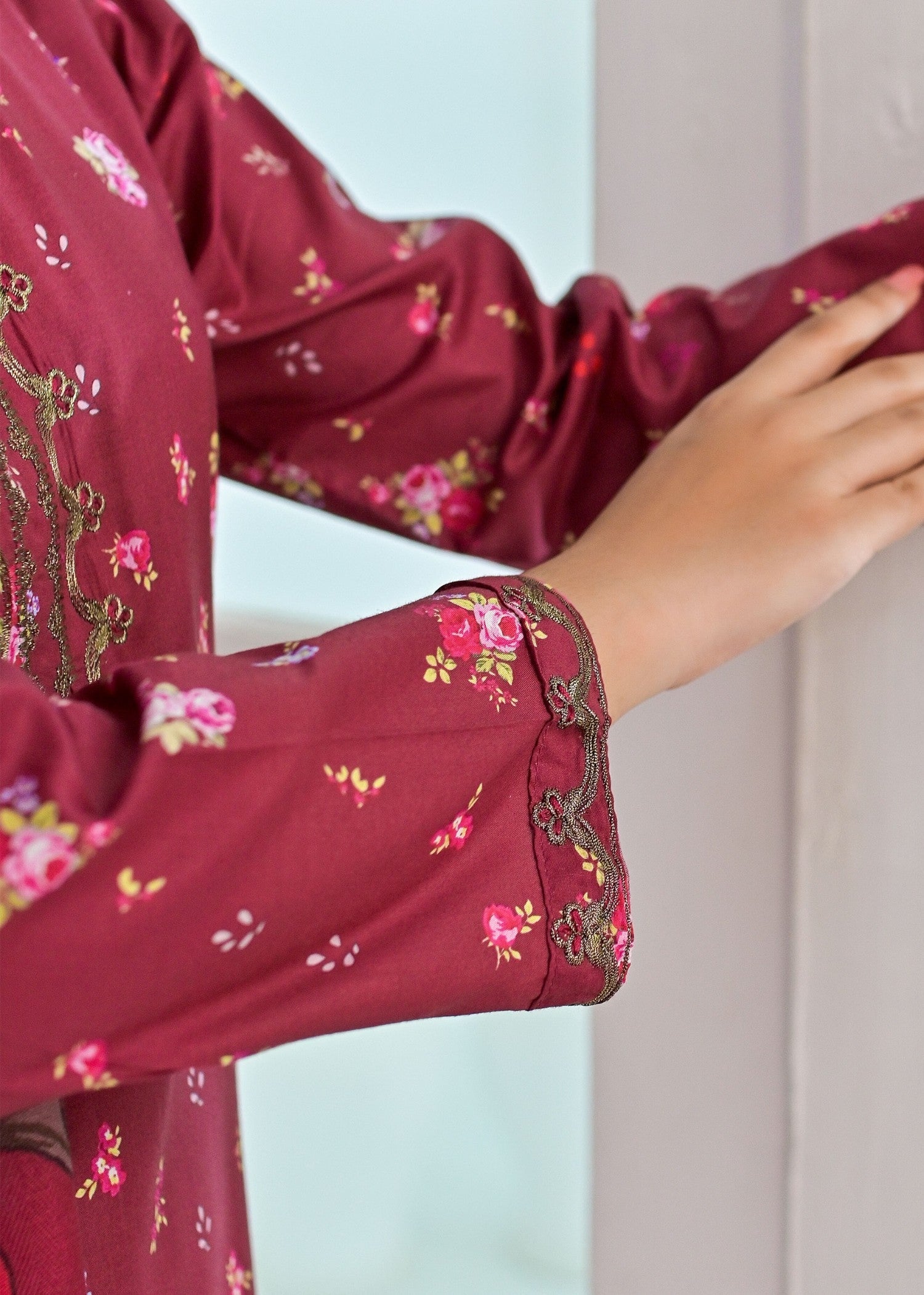 Pret Diaries Maroon Embroidered Women 3pcs