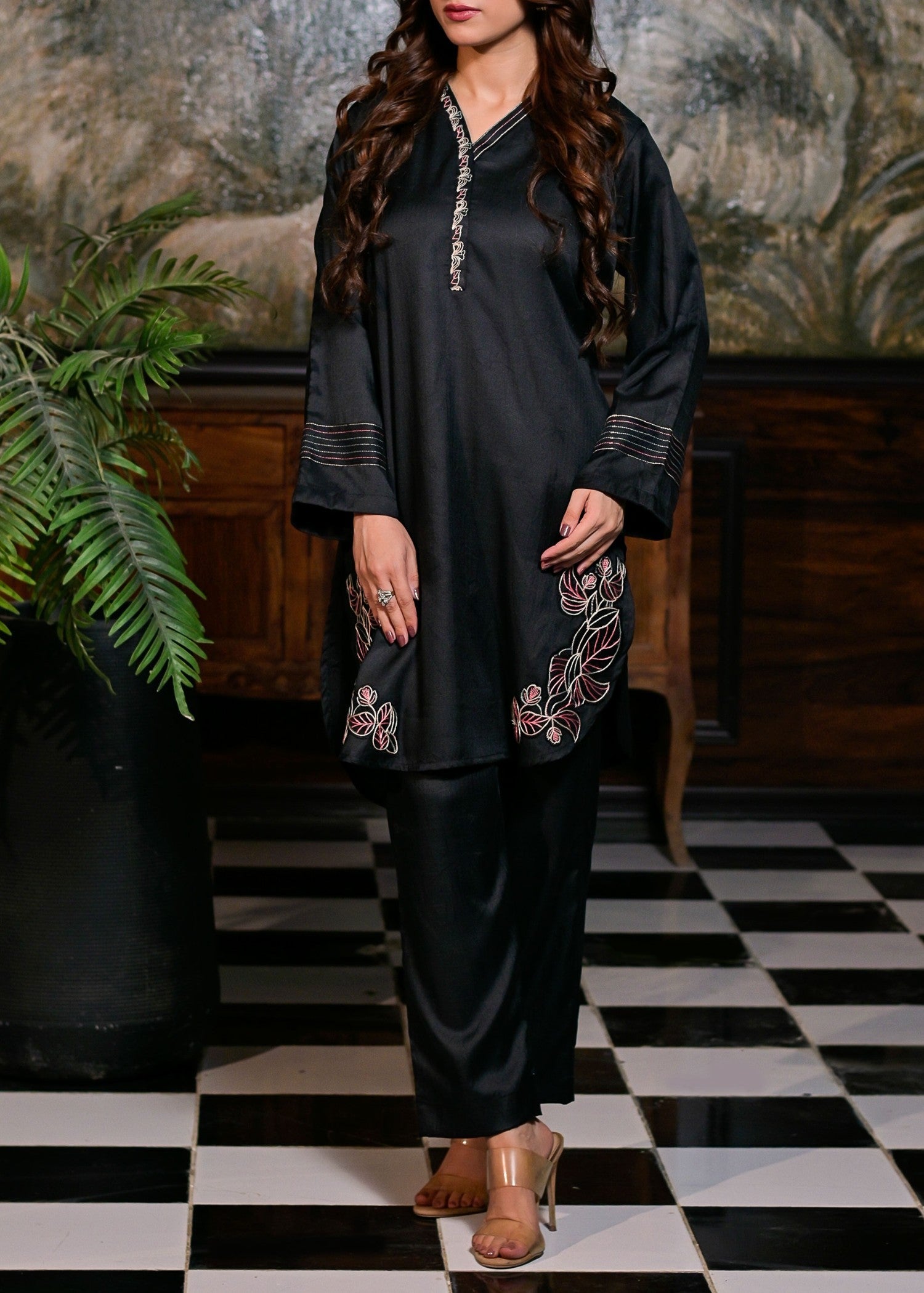 Pret Diaries Black Embroidered Women 2pcs