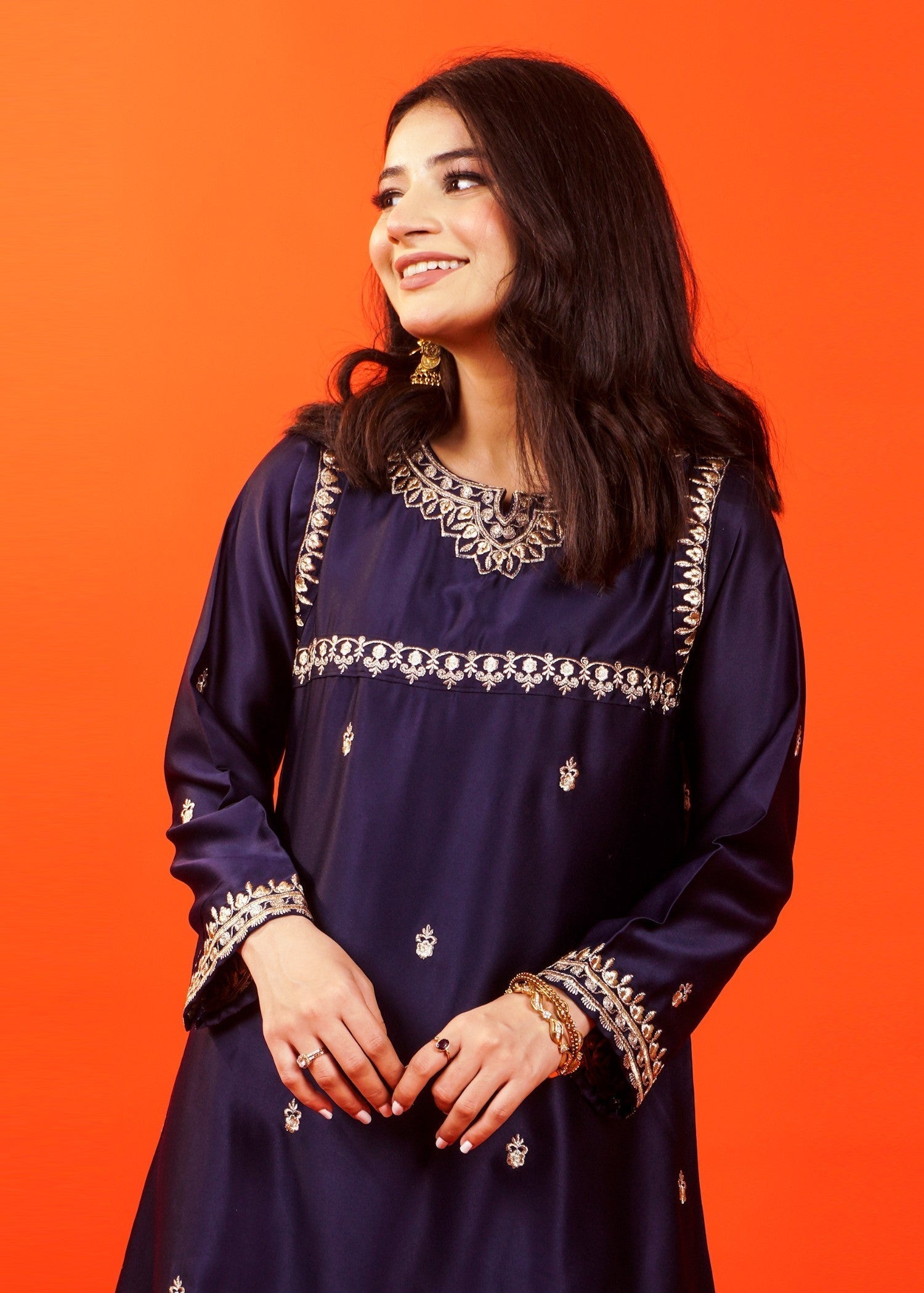 Pret Diaries Navy Embroidered Gharara Women 2pcs