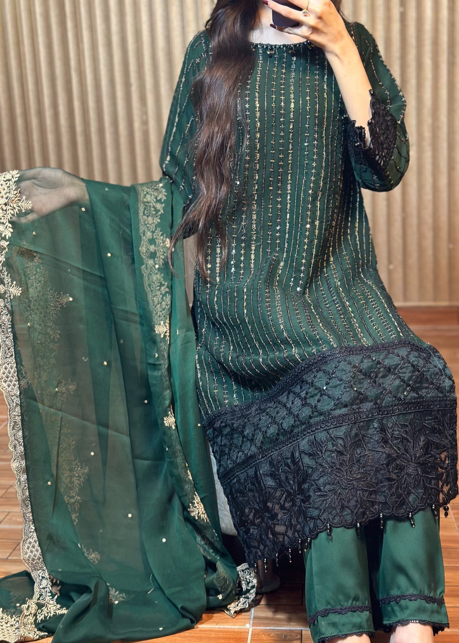 Four Season Boutique GULMEEN BOTTLE GREEN Women 3pcs