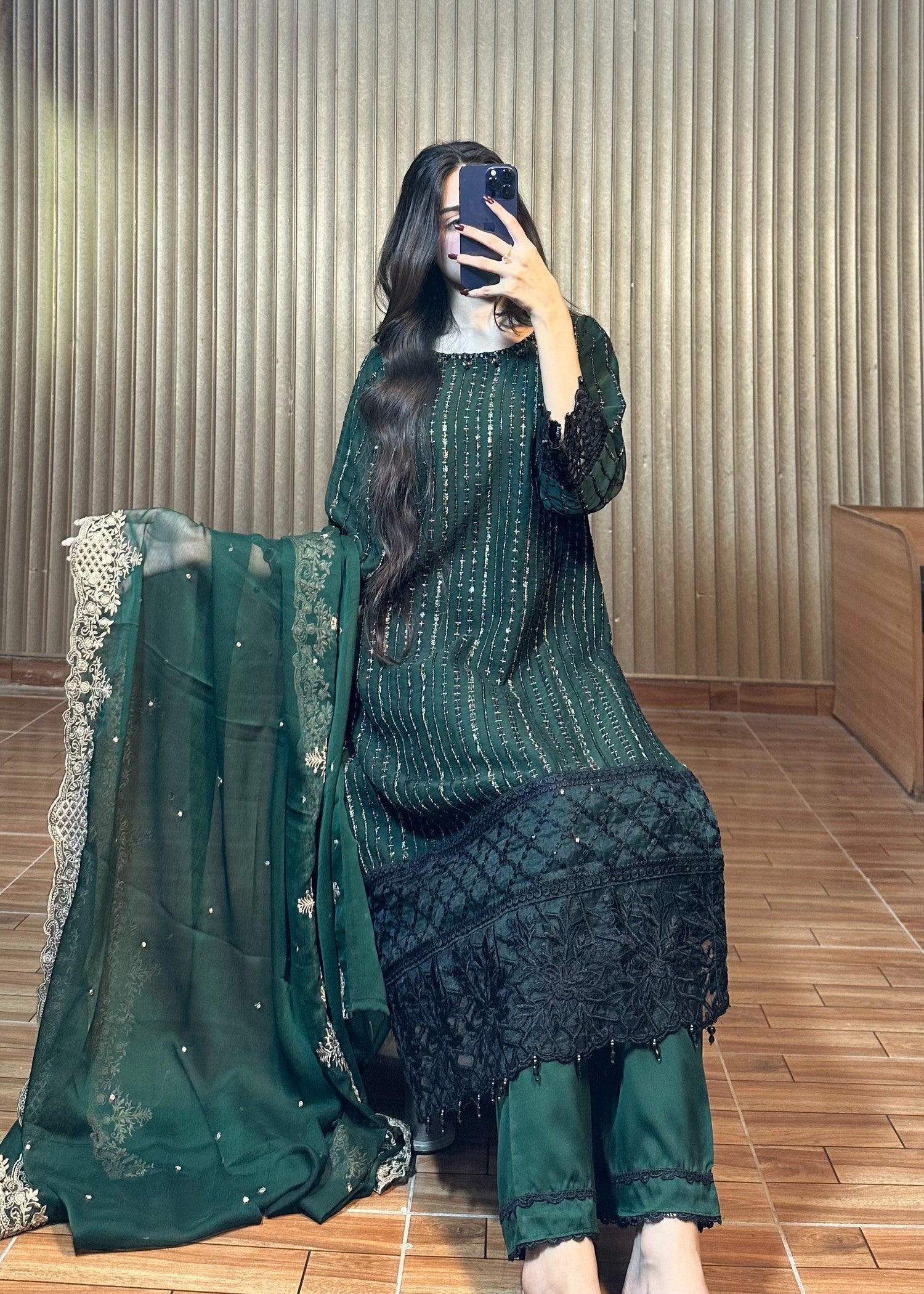 Four Season Boutique GULMEEN BOTTLE GREEN Women 3pcs