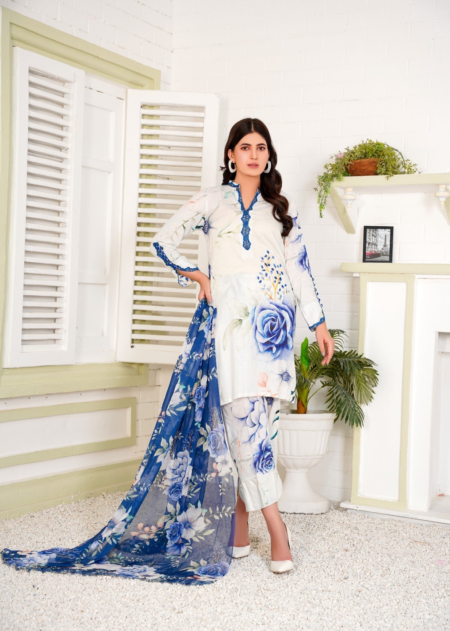Aaraasta By Smh Blue Printed Lawn Suit Women 3pcs