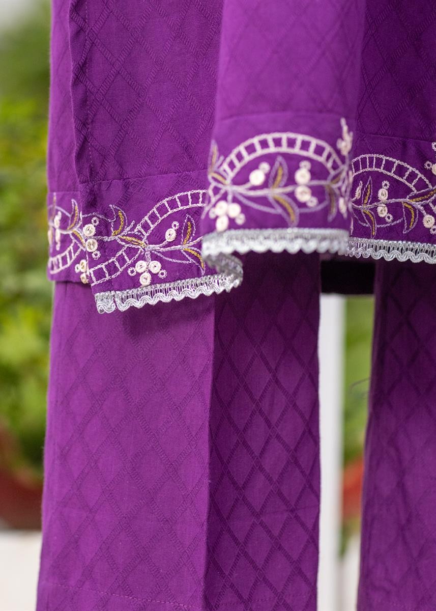 Stitching Cotton Women Embroidered Purple Women 2pcs