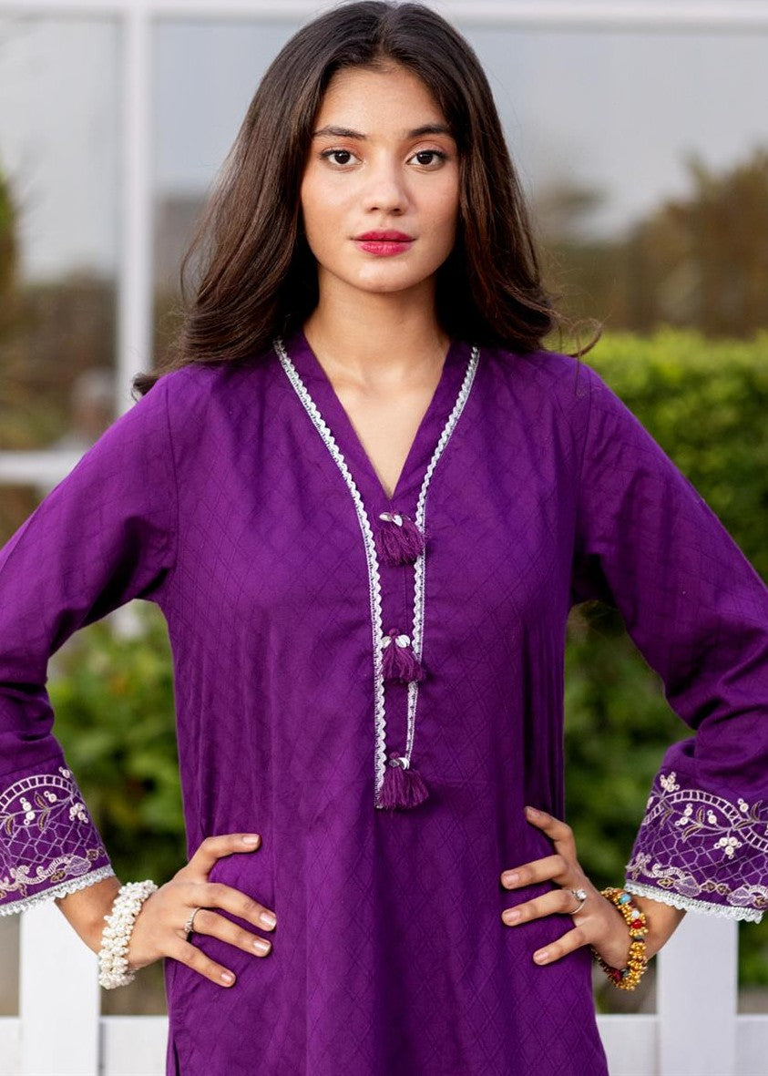 Stitching Cotton Women Embroidered Purple Women 2pcs