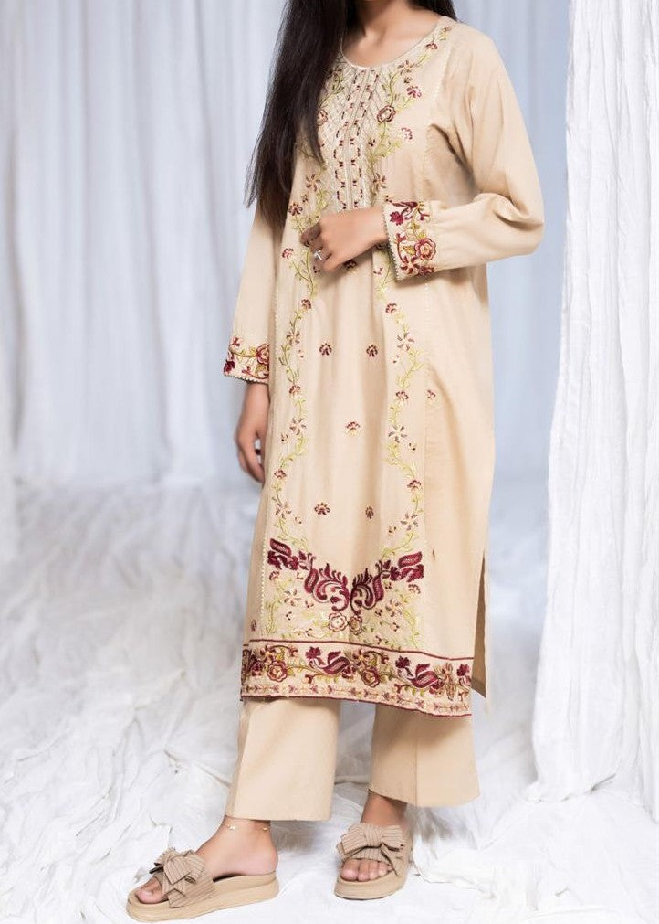 Stitching Cotton Women Embroidered Beige Women 2pcs