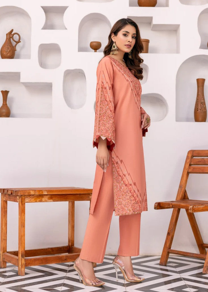 Mehryam Collection Peach Embroidered Poplin Suits Women 2pcs