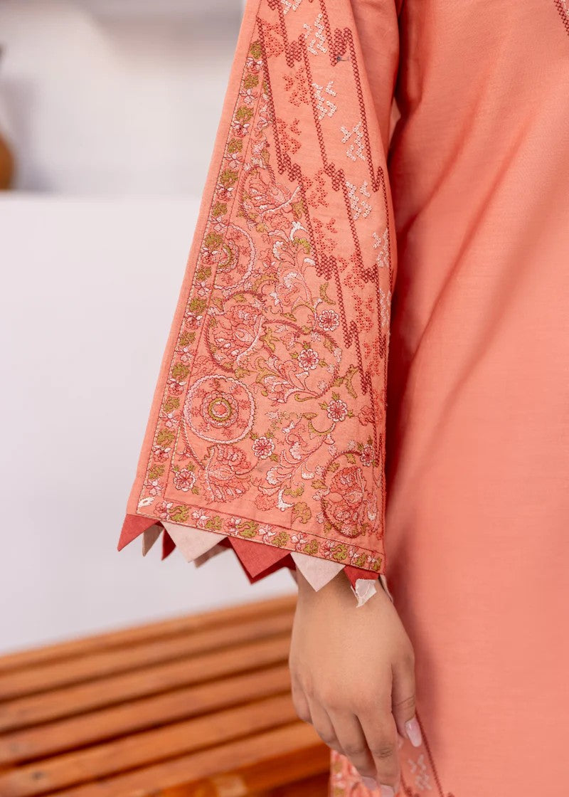 Mehryam Collection Peach Embroidered Poplin Suits Women 2pcs