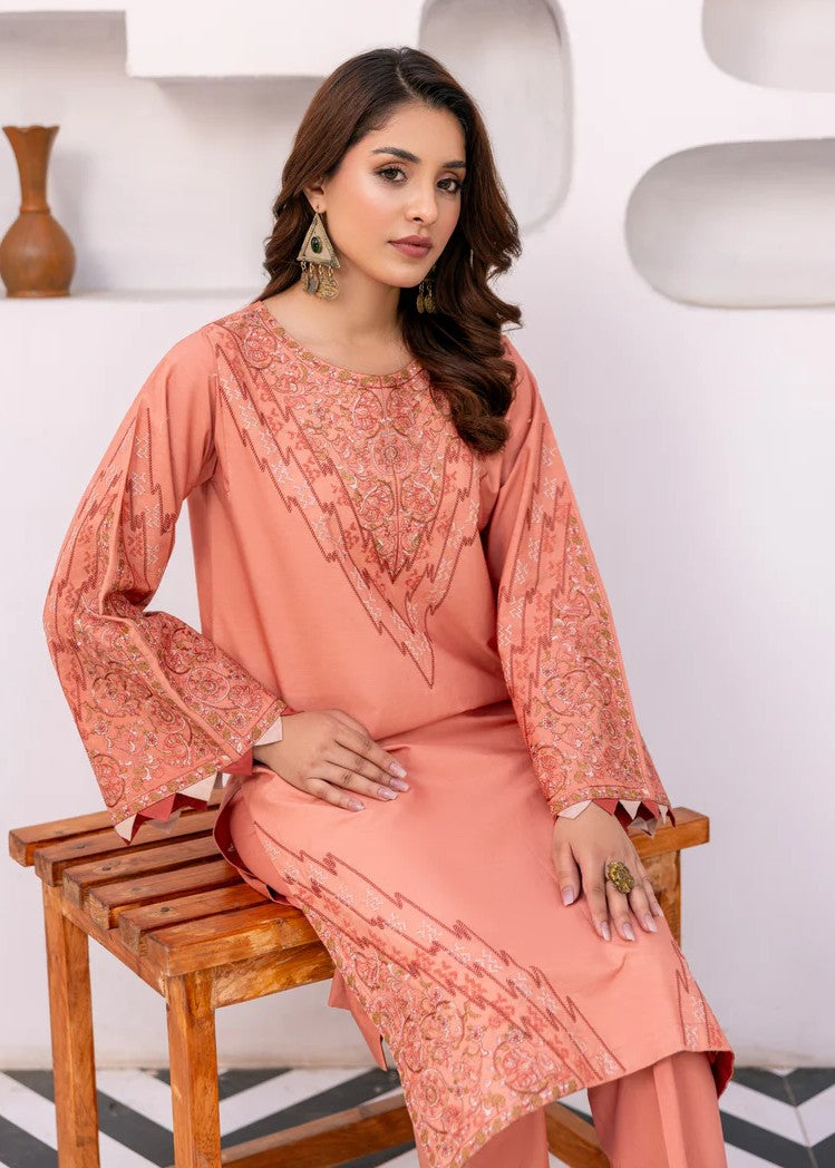 Mehryam Collection Peach Embroidered Poplin Suits Women 2pcs