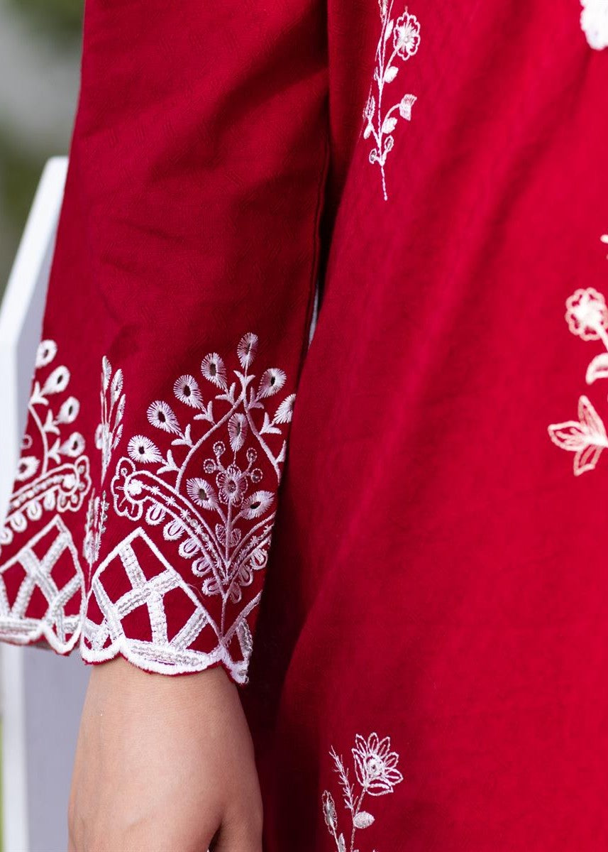 Stitching Cotton Women Embroidered Red Women 2pcs