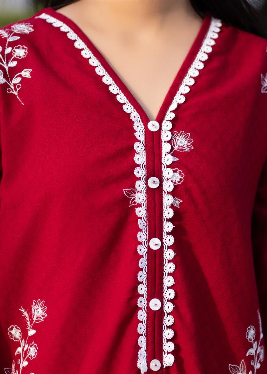 Stitching Cotton Women Embroidered Red Women 2pcs