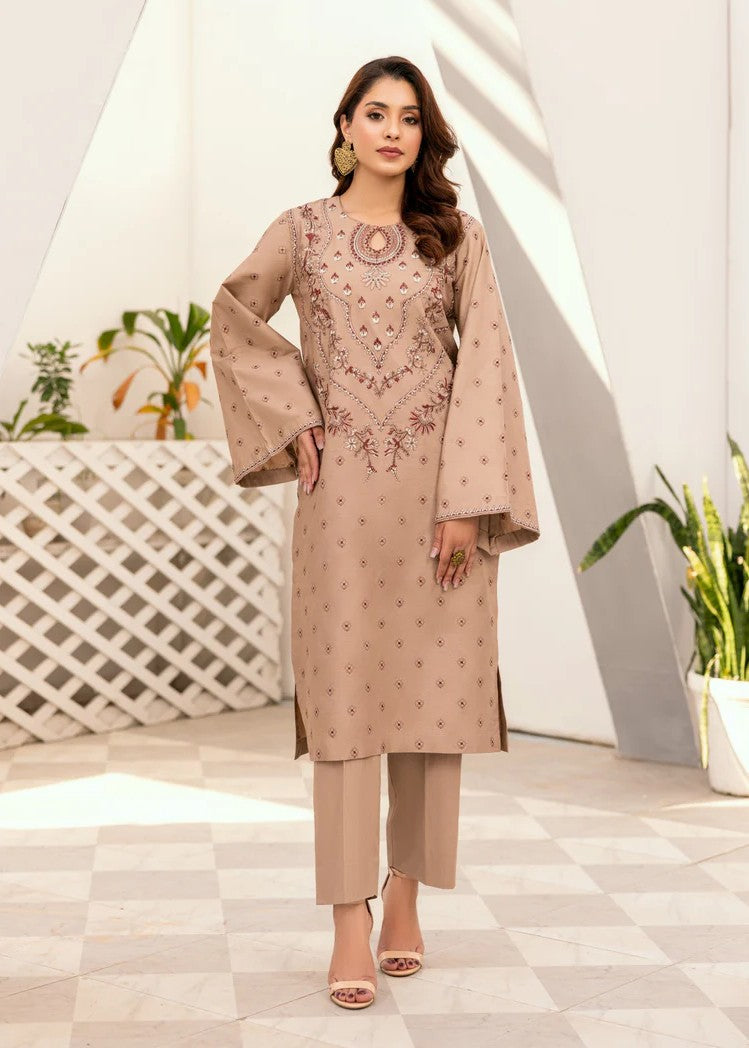 Mehryam Collection Light Brown Embroidered Poplin Suits Women 2pcs